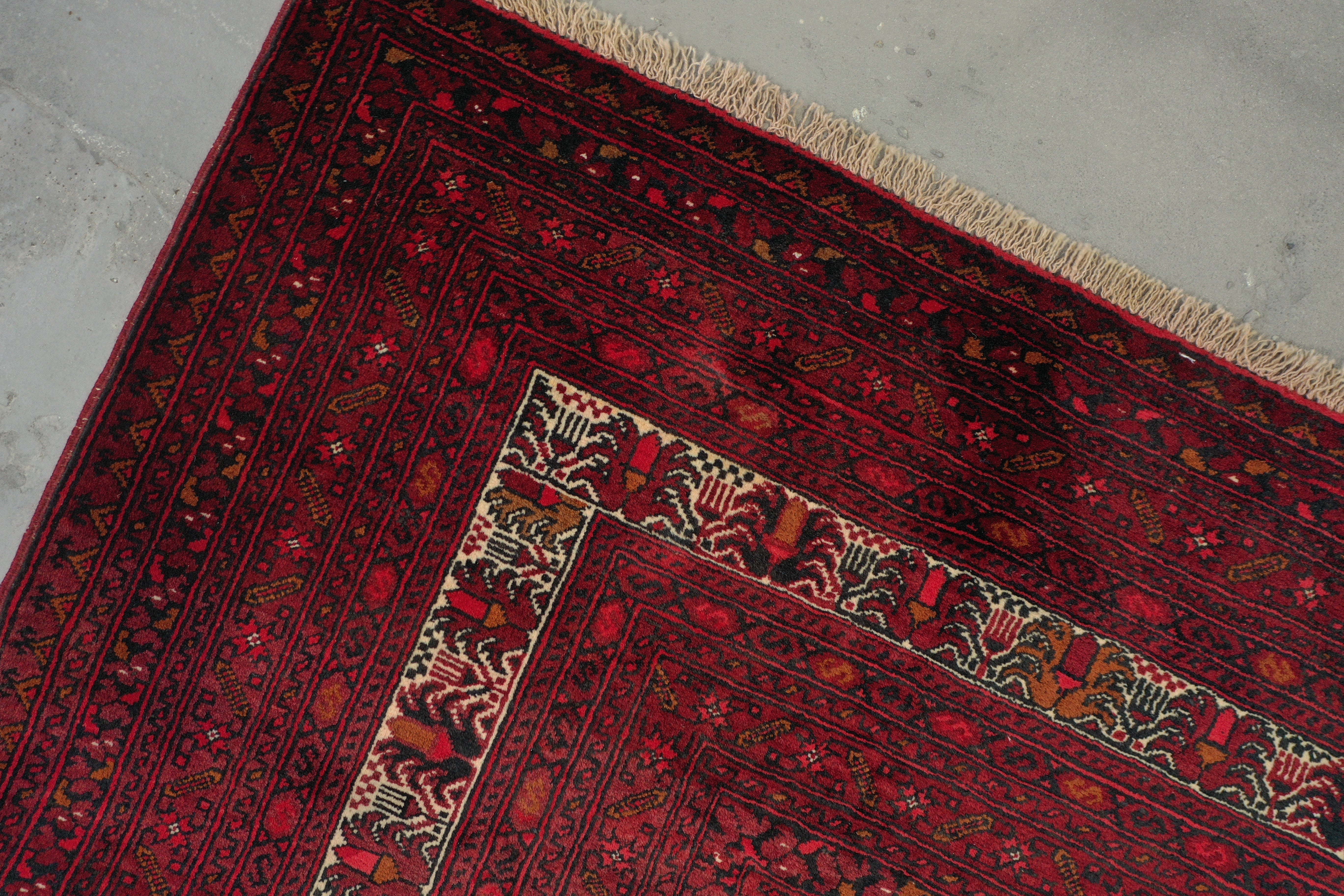 Red Afghan Handmade — 3.40 x 2.56