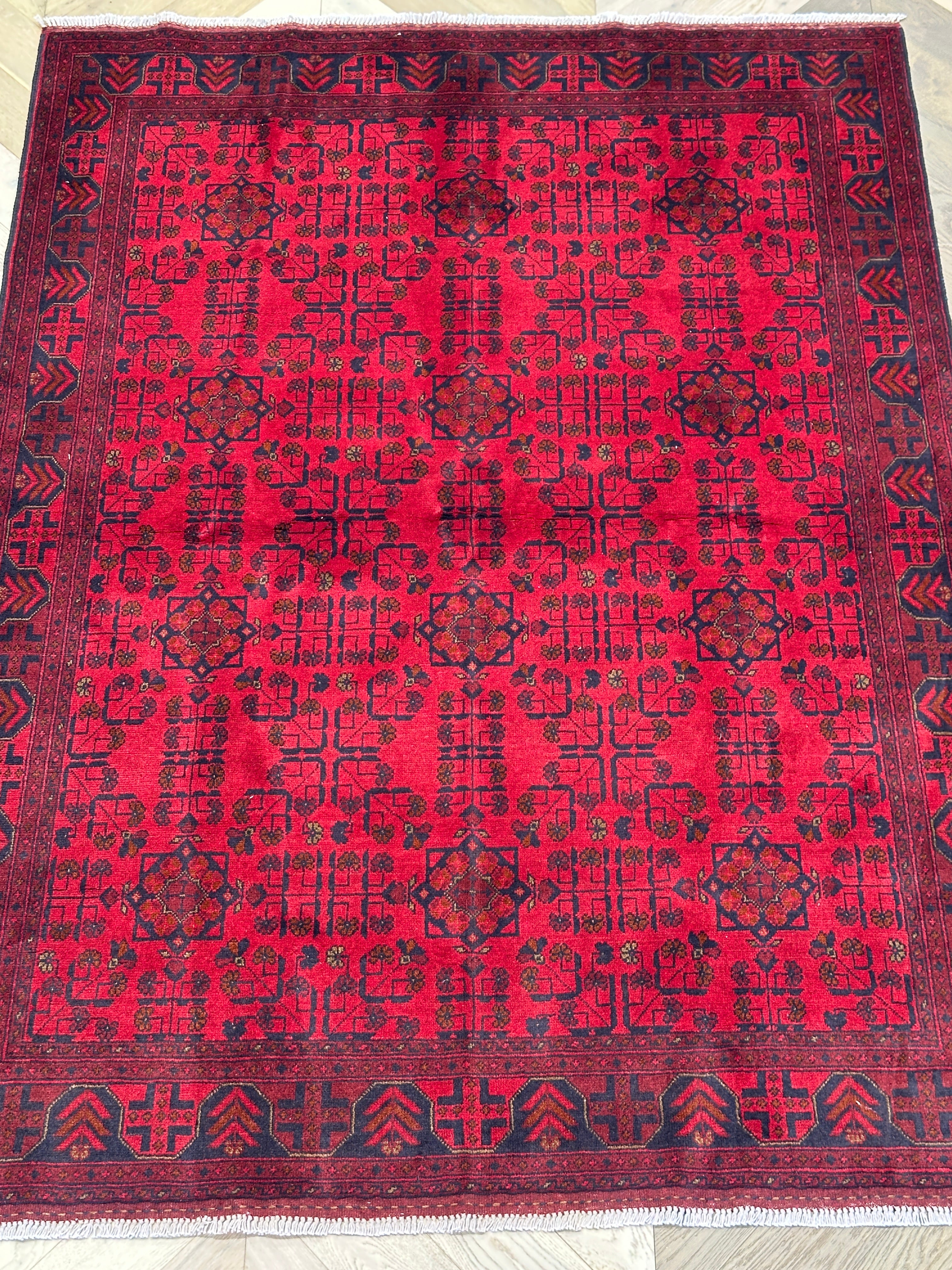 Red Afghan Handmade — 2.28 x 1.69