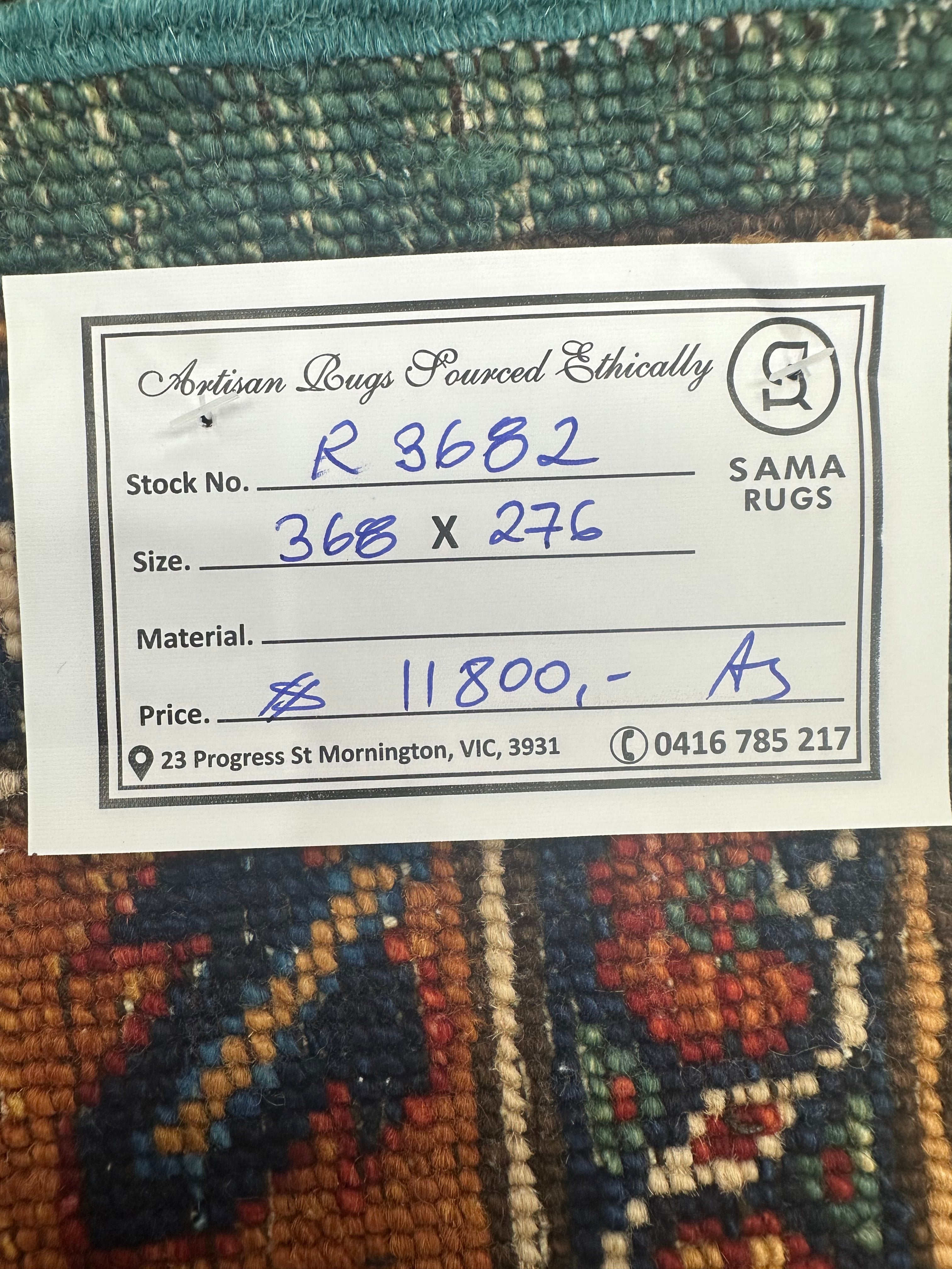 Chobi Afghan Handmade — 3.68 x 2.76