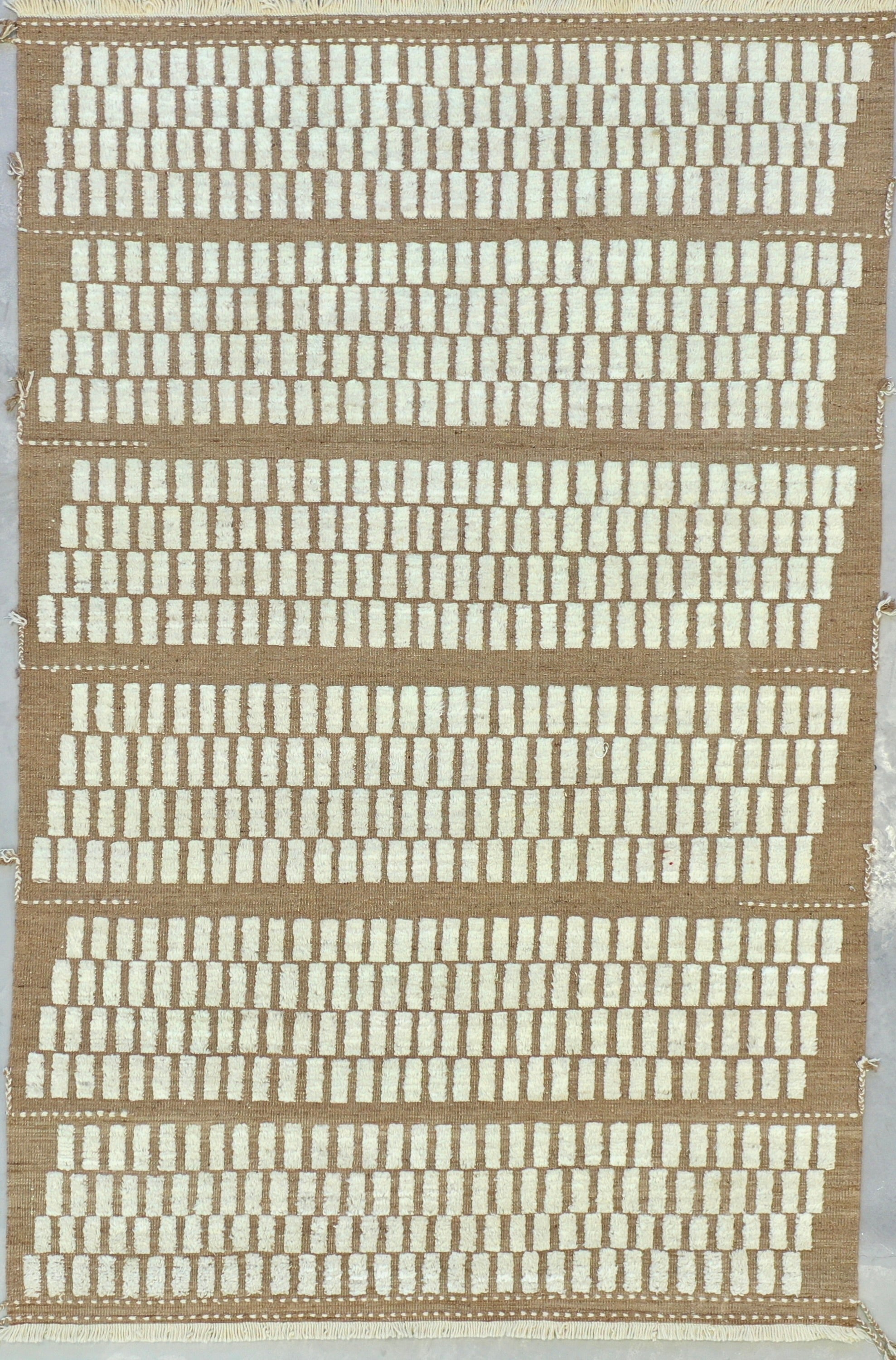 Beige Afghan Handmade — 3.57 x 2.70