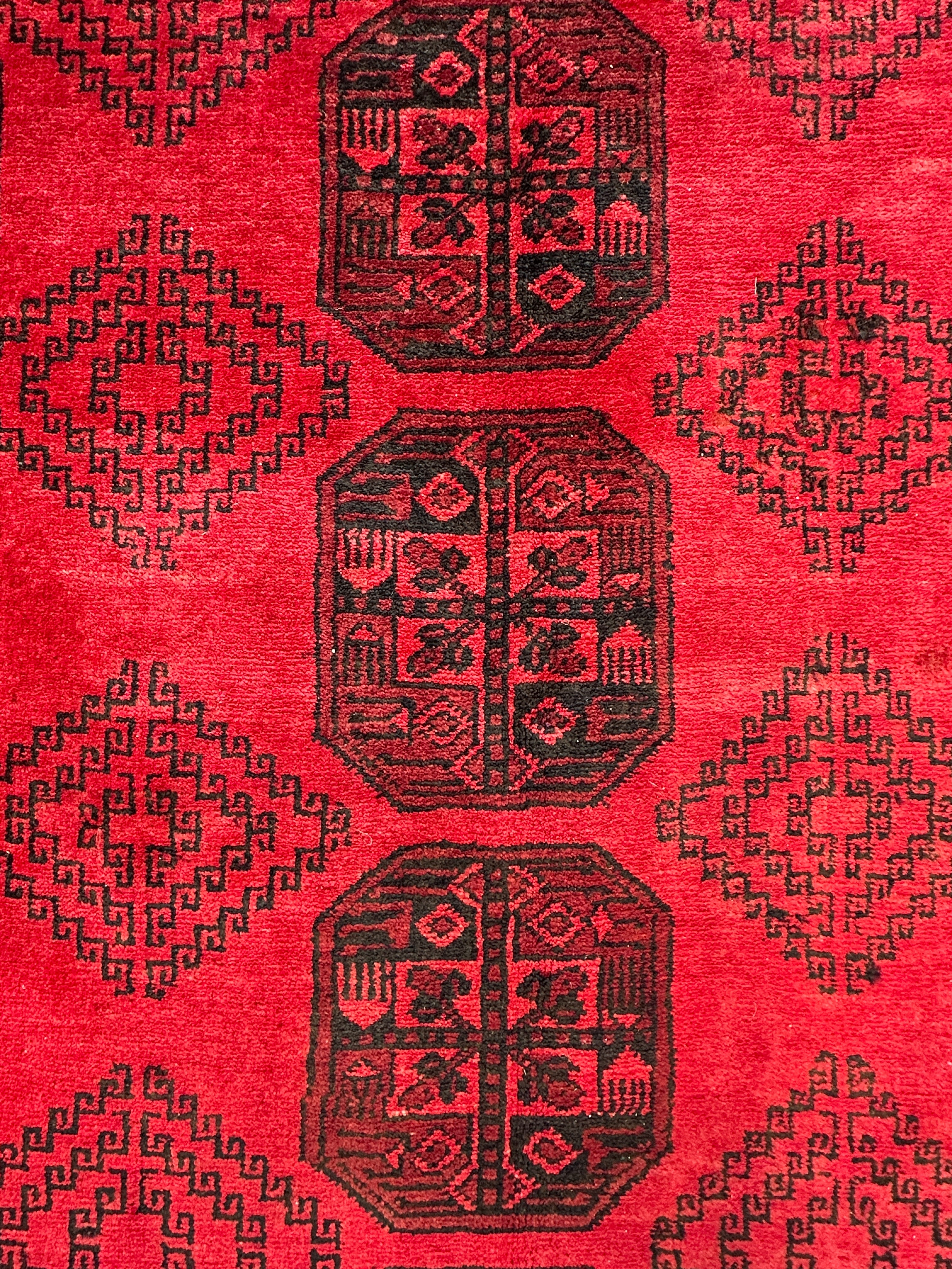 Red Afghan Handmade — 2.95 x 2.00