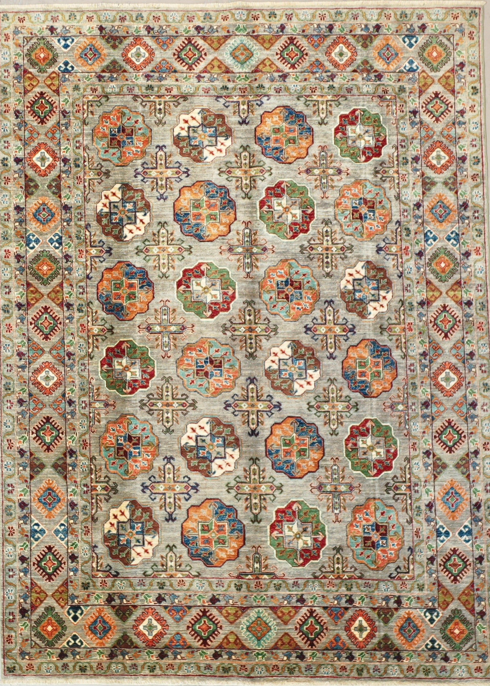 Grey Afghan Chobi rug 232x172