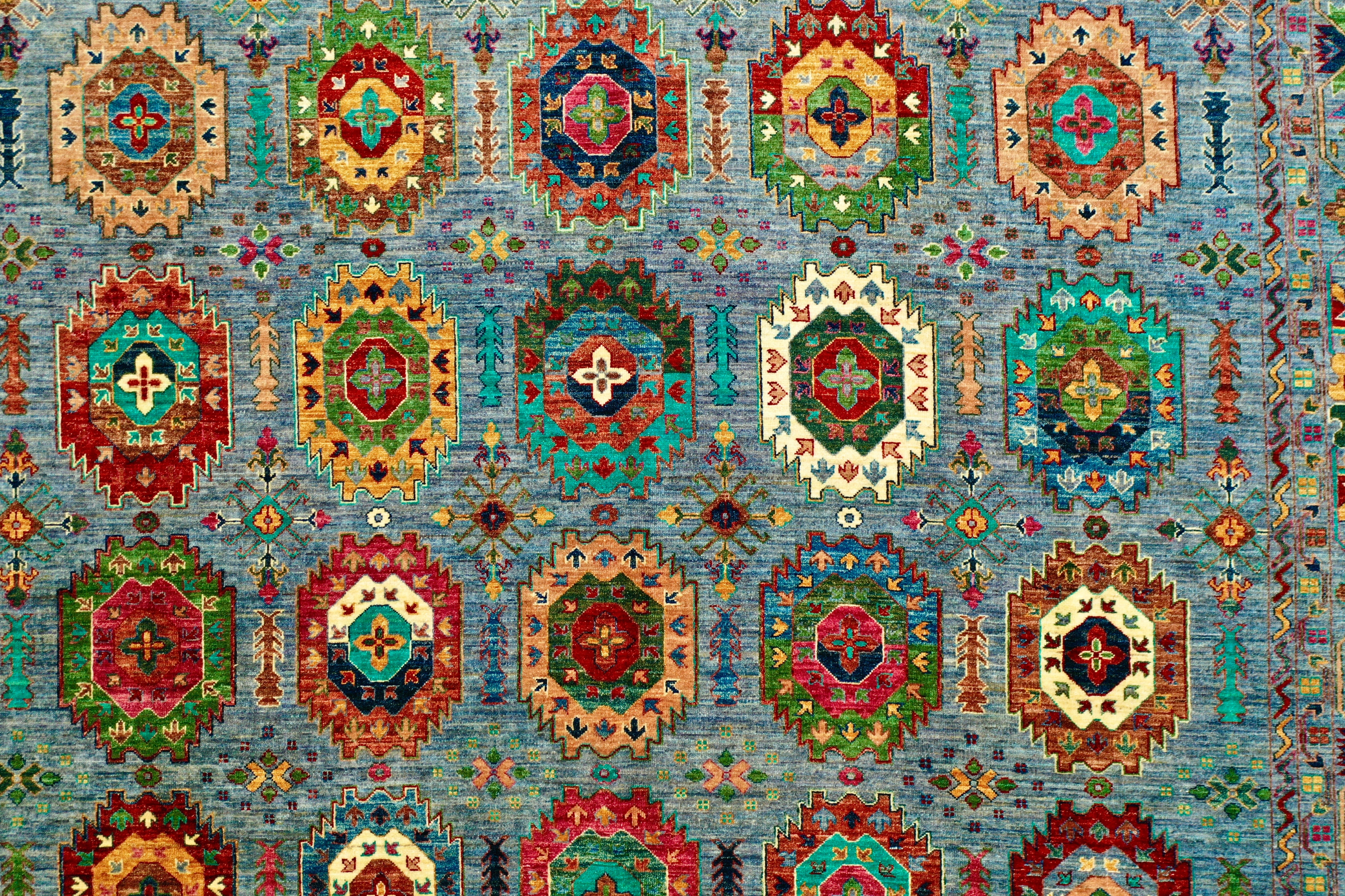 Blue Afghan Handmade — 3.10 x 4.04