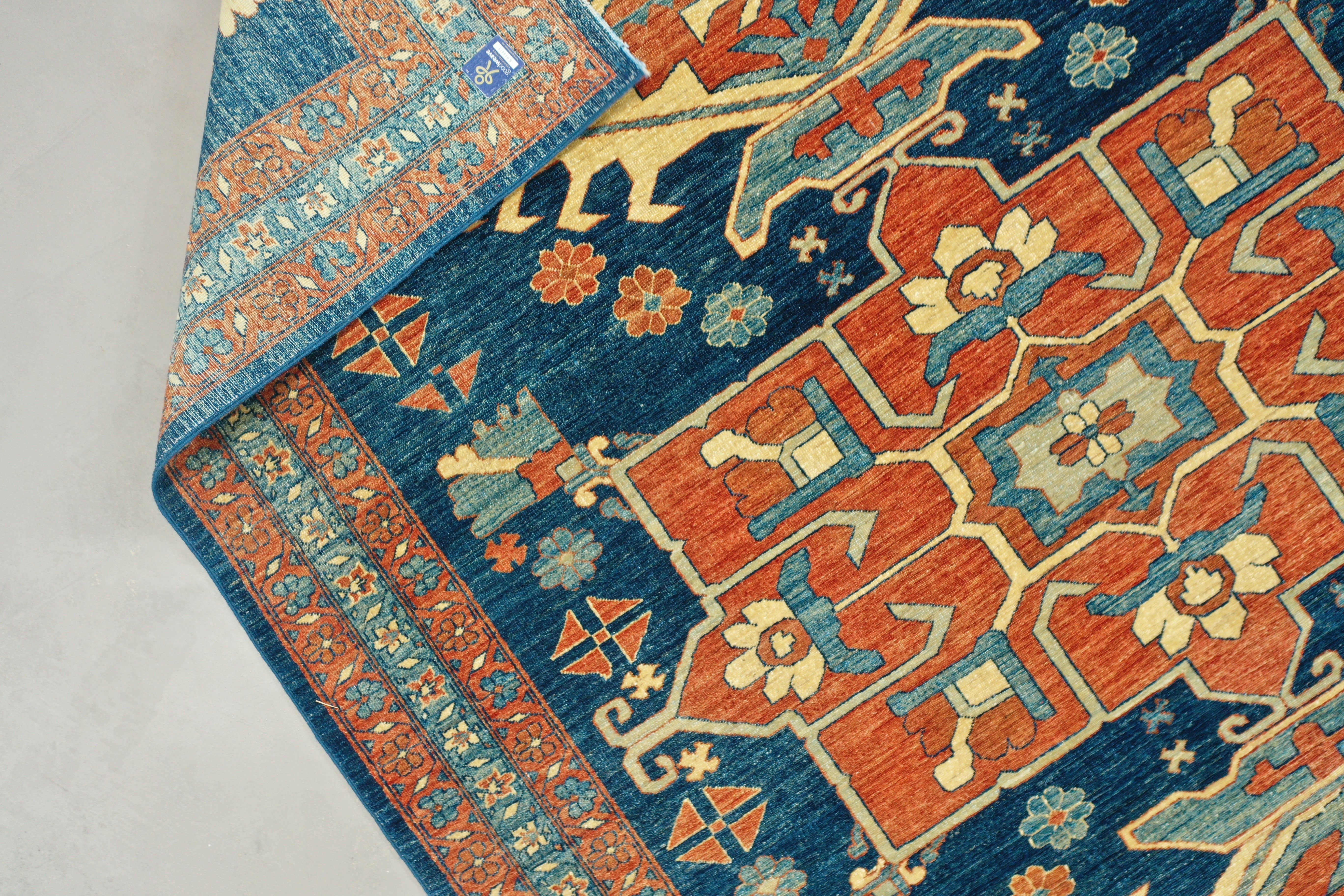 Navy Chobi Afghan Handmade — 2.83 x 2.20