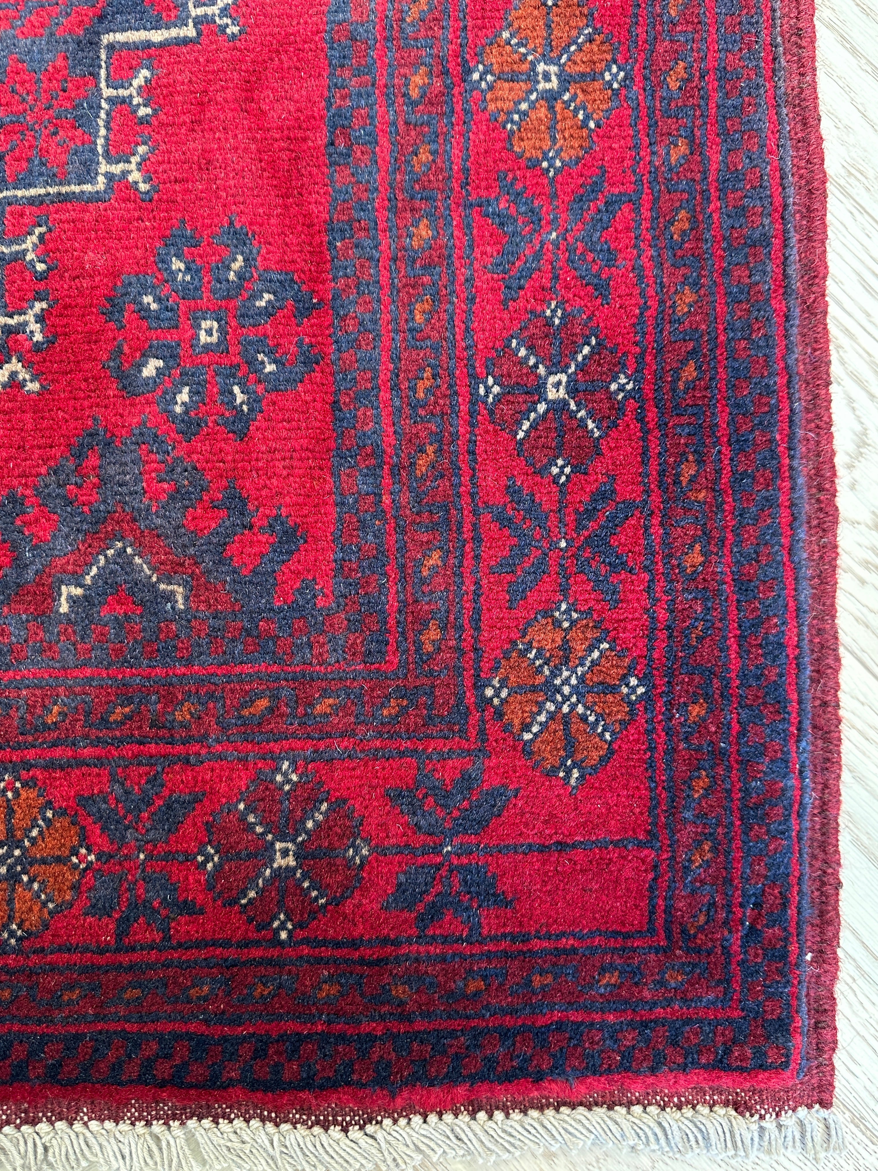 Red Afghan Handmade — 1.92 x 1.28