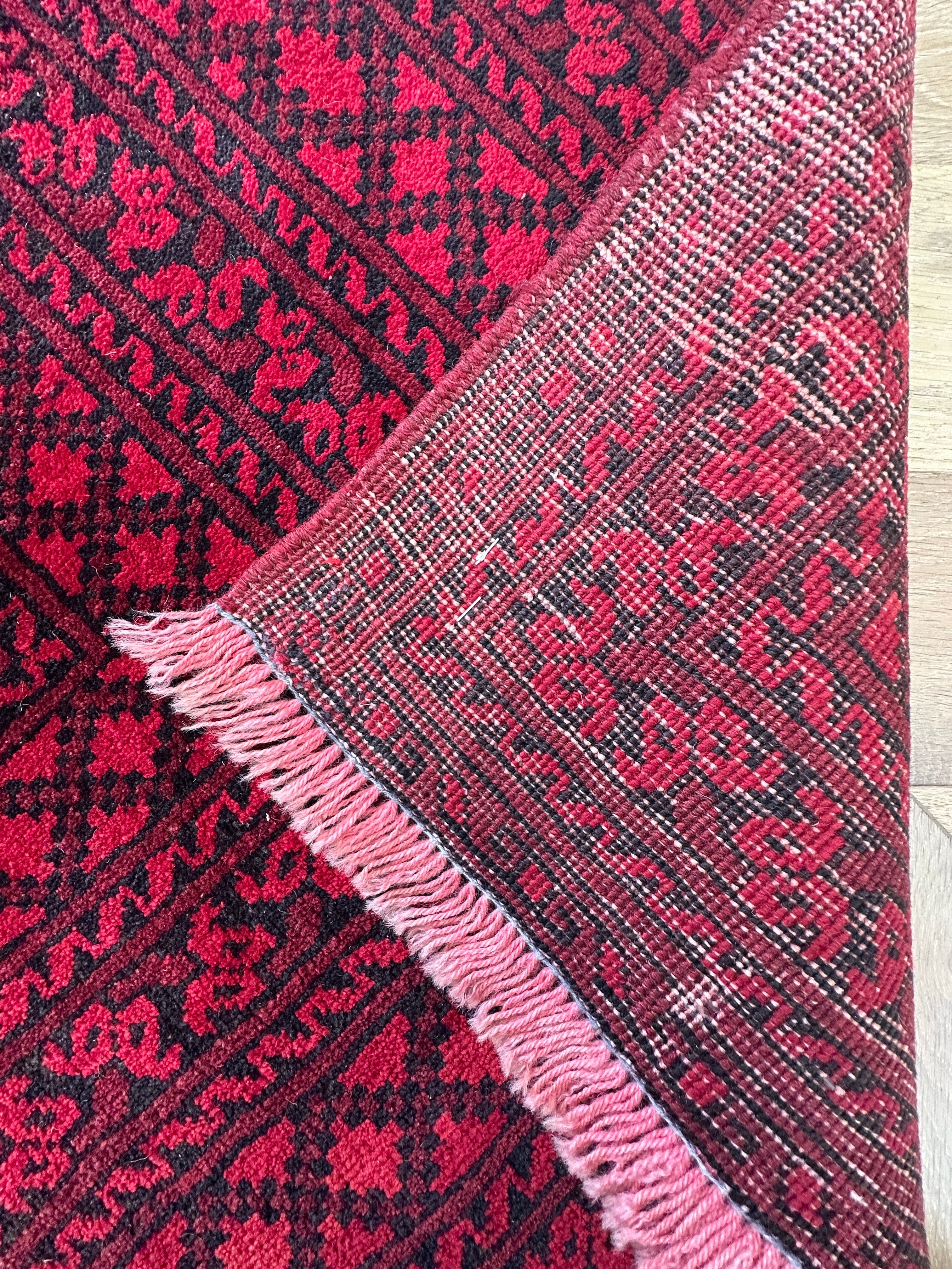 Red Afghan Handmade — 2.95 x 2.00