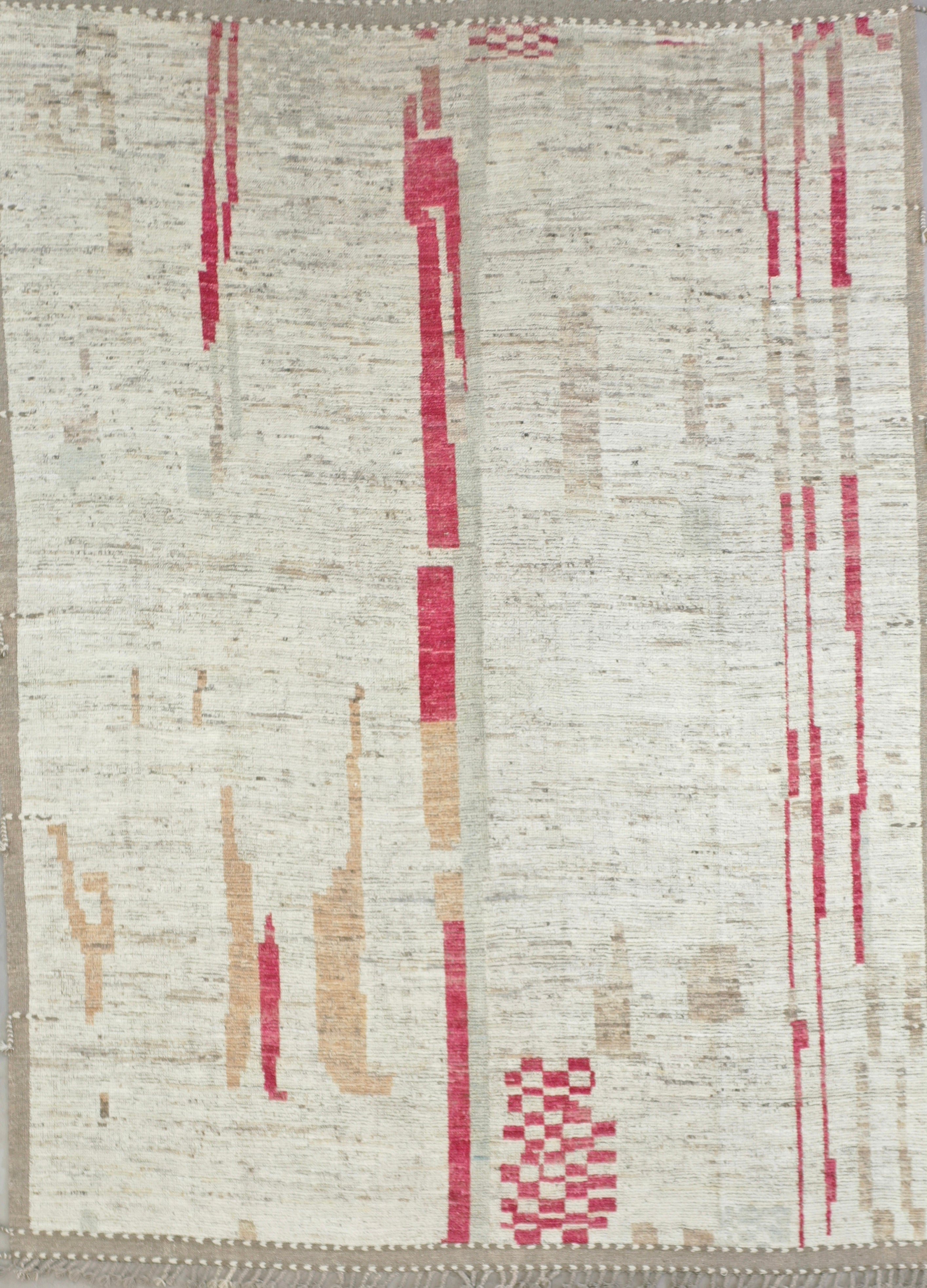 Beige Afghan Handmade — 4.39 x 3.27