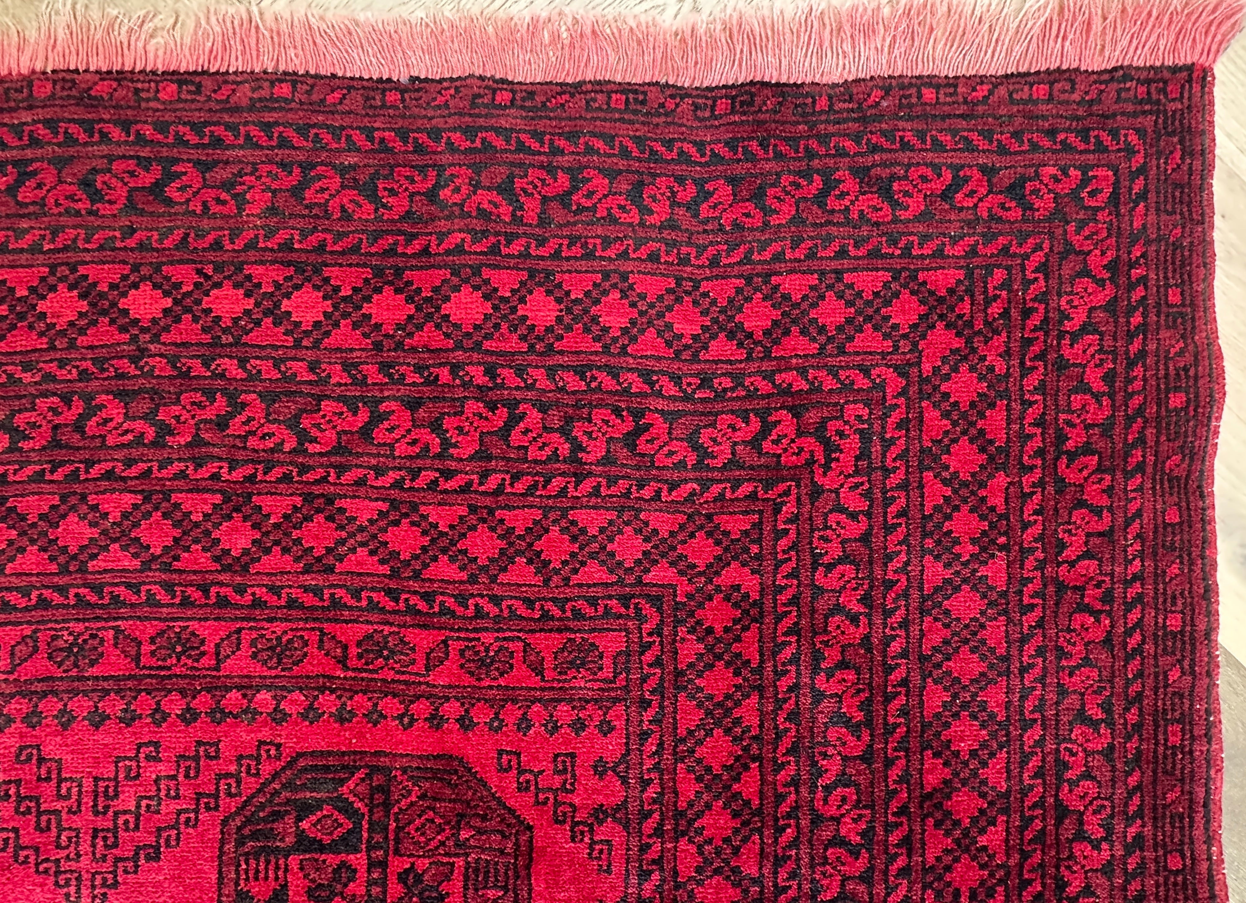 Red Afghan Handmade — 2.95 x 2.00