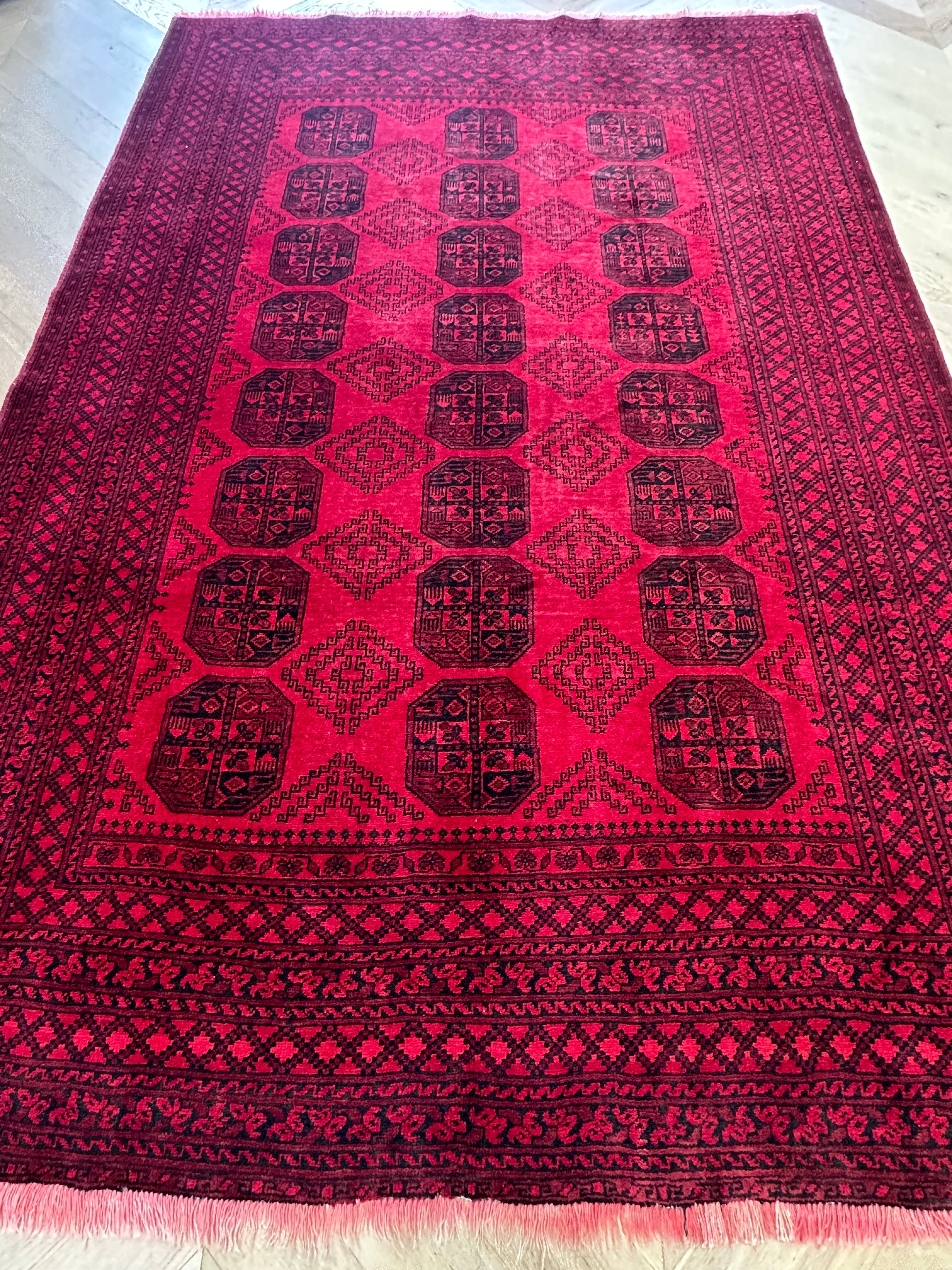 Red Afghan Handmade — 2.95 x 2.00
