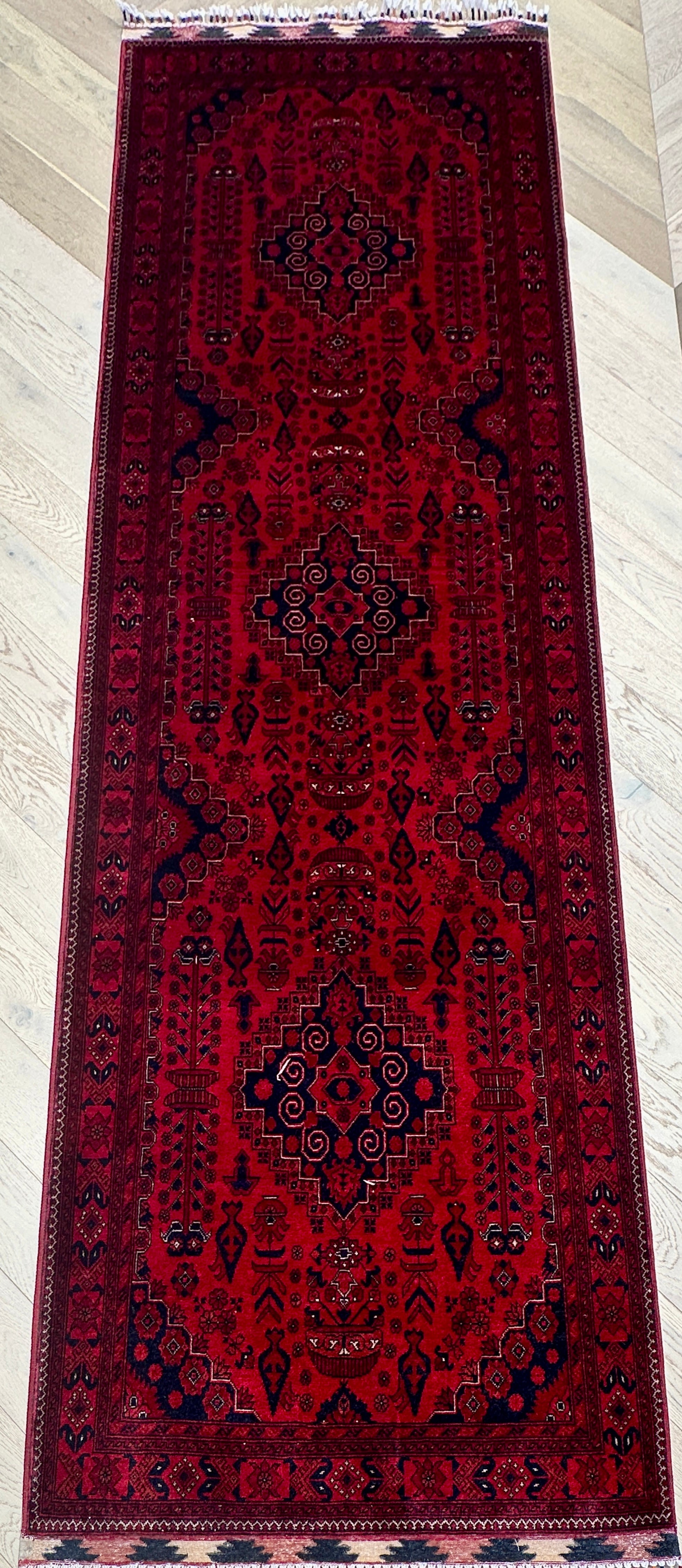Red Afghan Handmade — 3.00 x 0.90