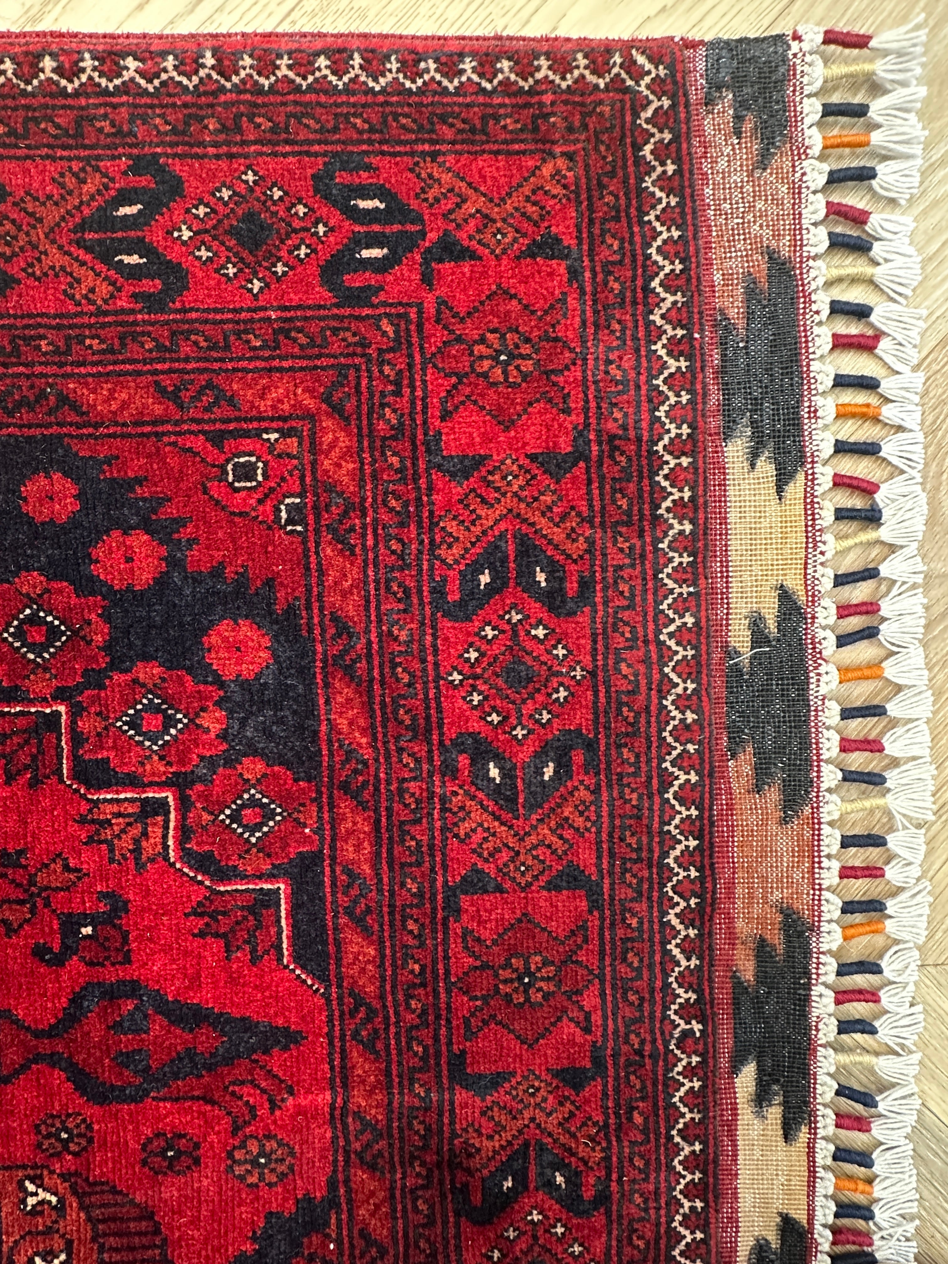 Red Afghan Handmade — 3.00 x 0.90