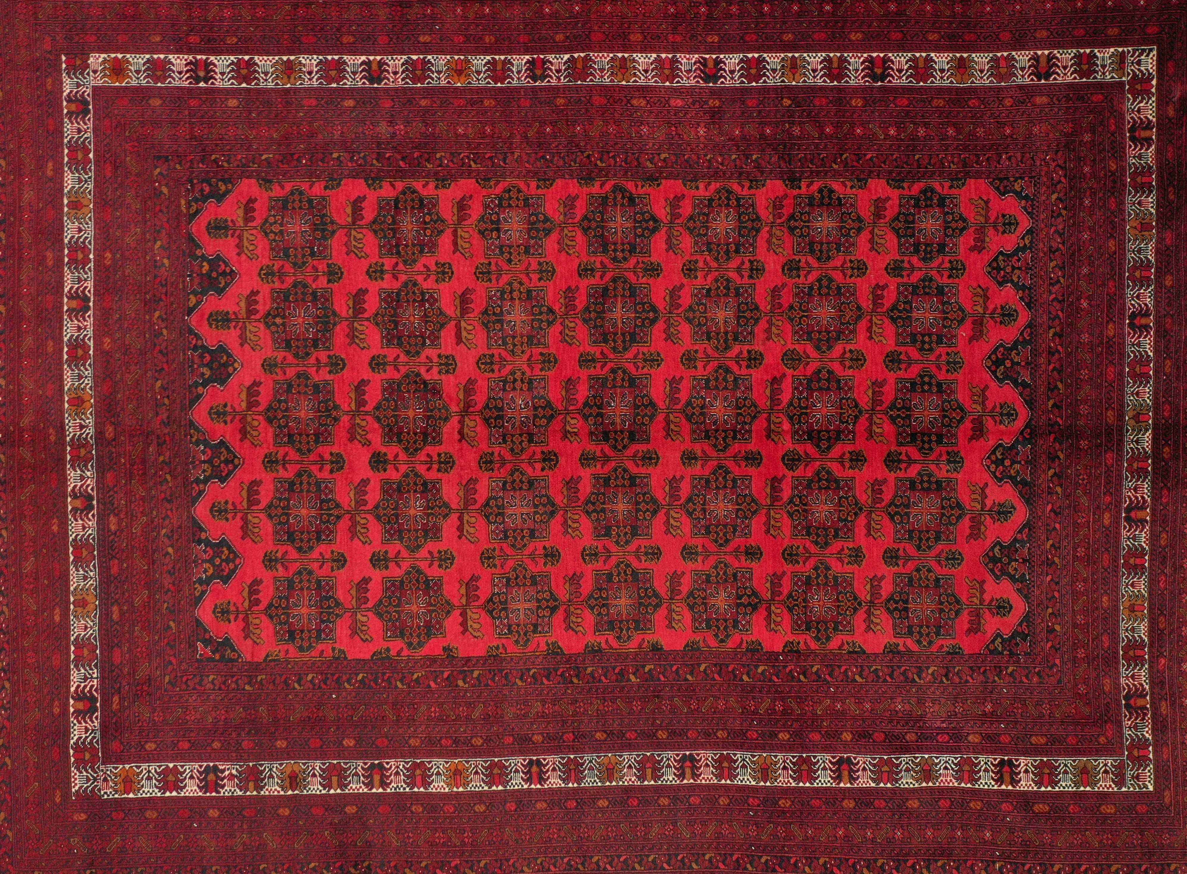 Red Afghan Handmade — 3.40 x 2.56