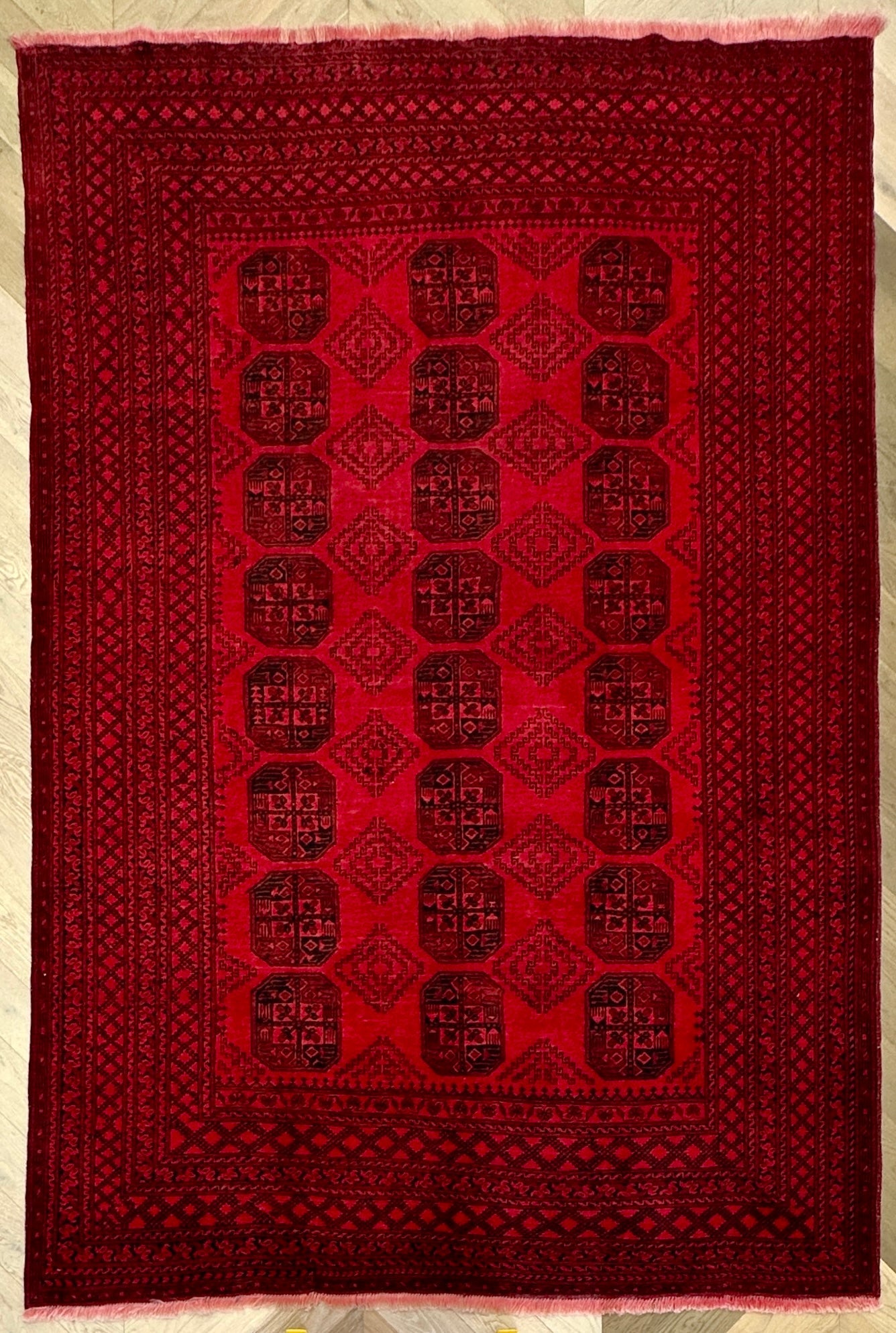 Red Afghan Handmade — 2.95 x 2.00