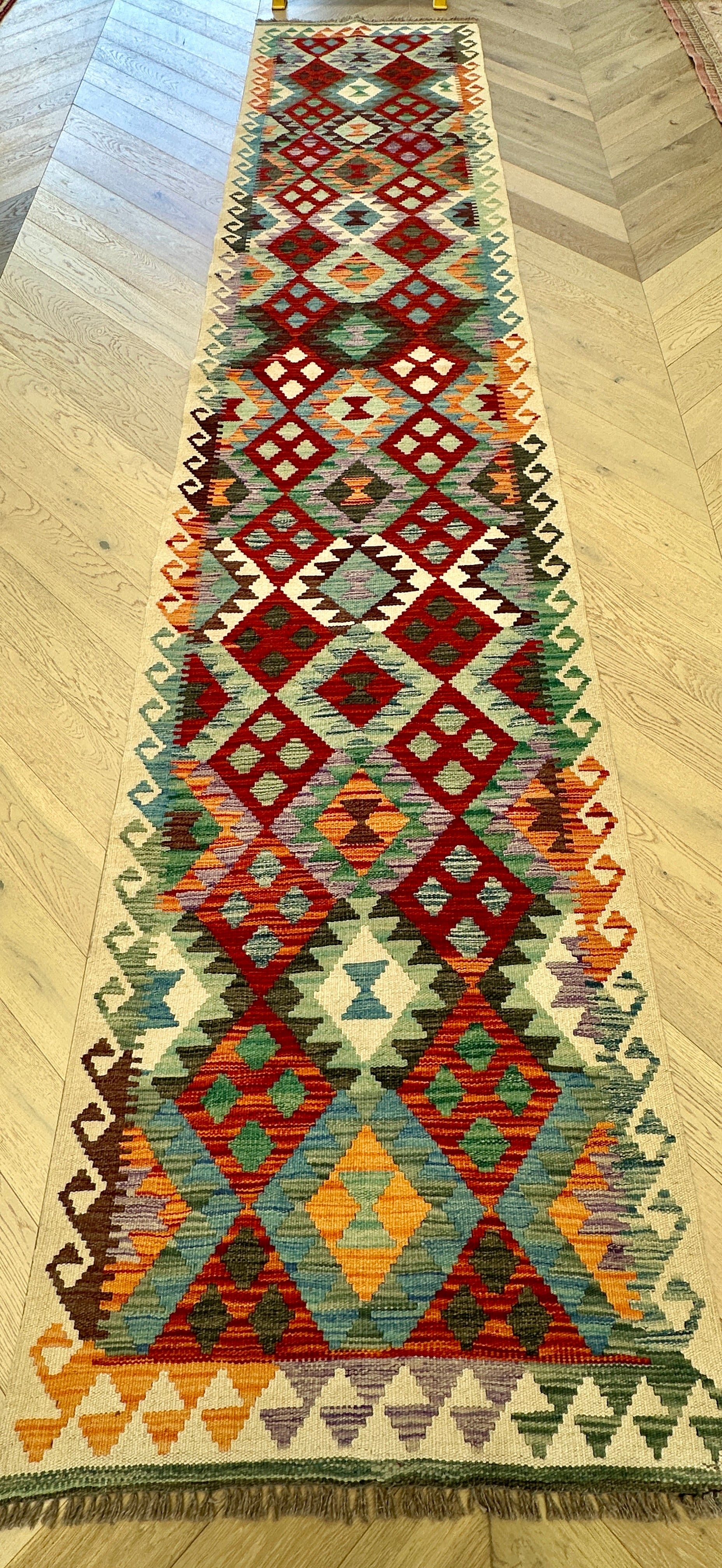 Afghan Kilim — 4.07 x 0.79