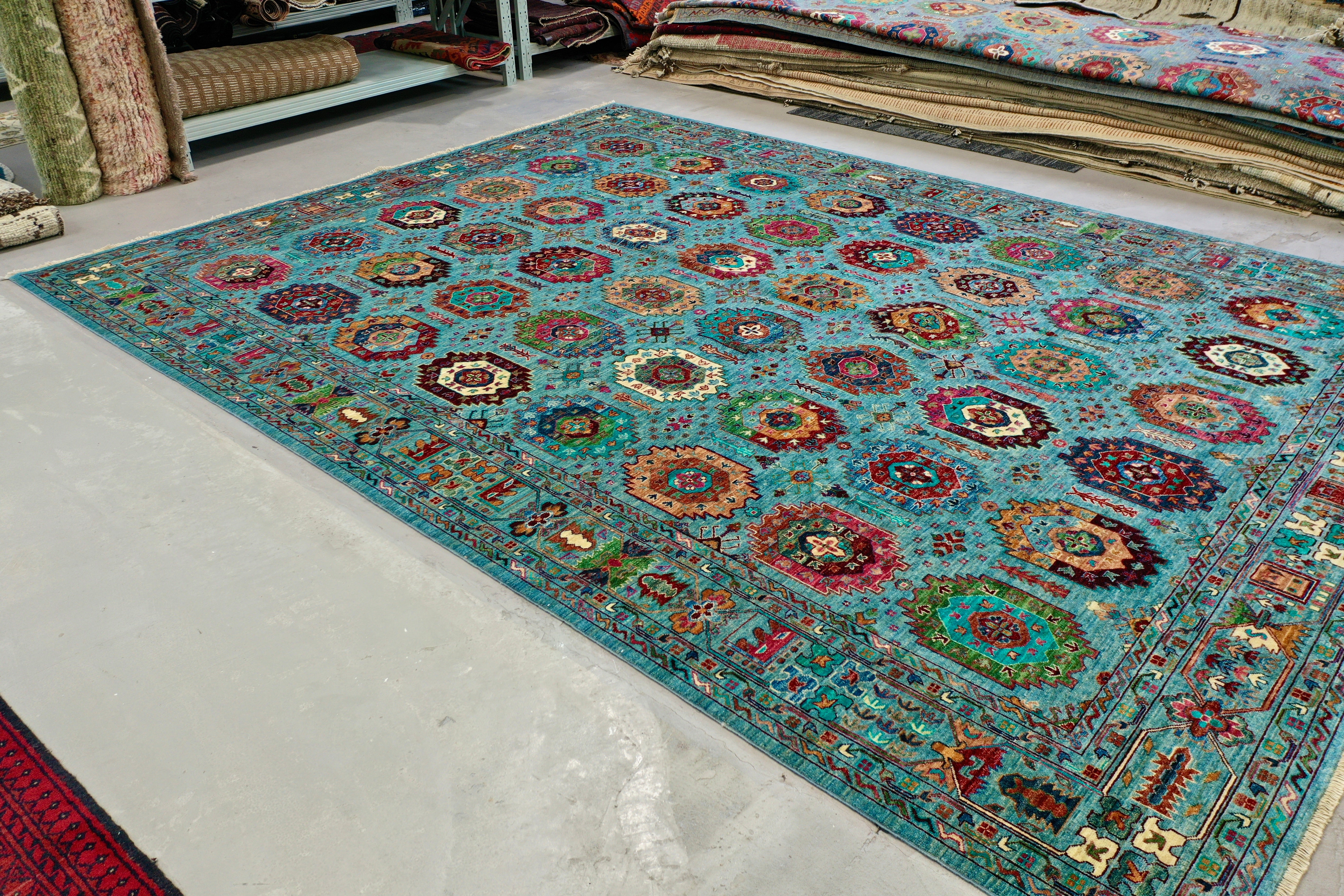 Blue Afghan Handmade — 3.00 x 4.00