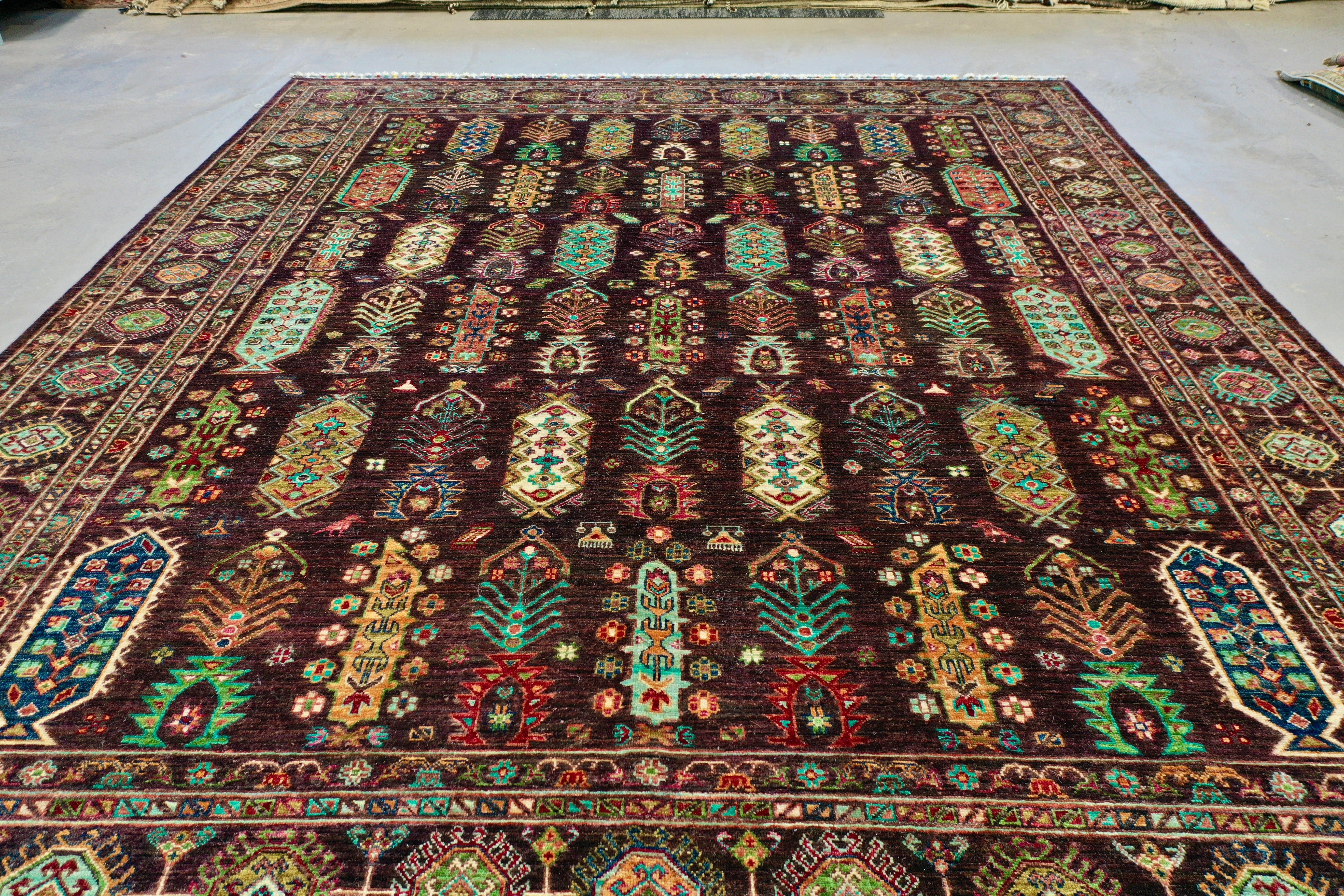 Brown Chobi Afghan Handmade — 2.91 x 2.37