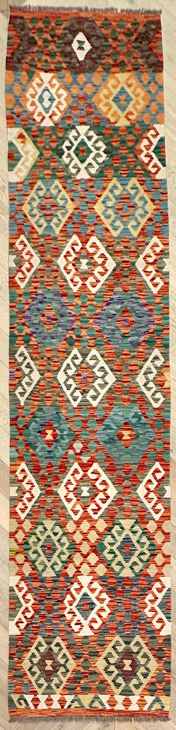 Afghan Kilim — 3.84 x 0.86