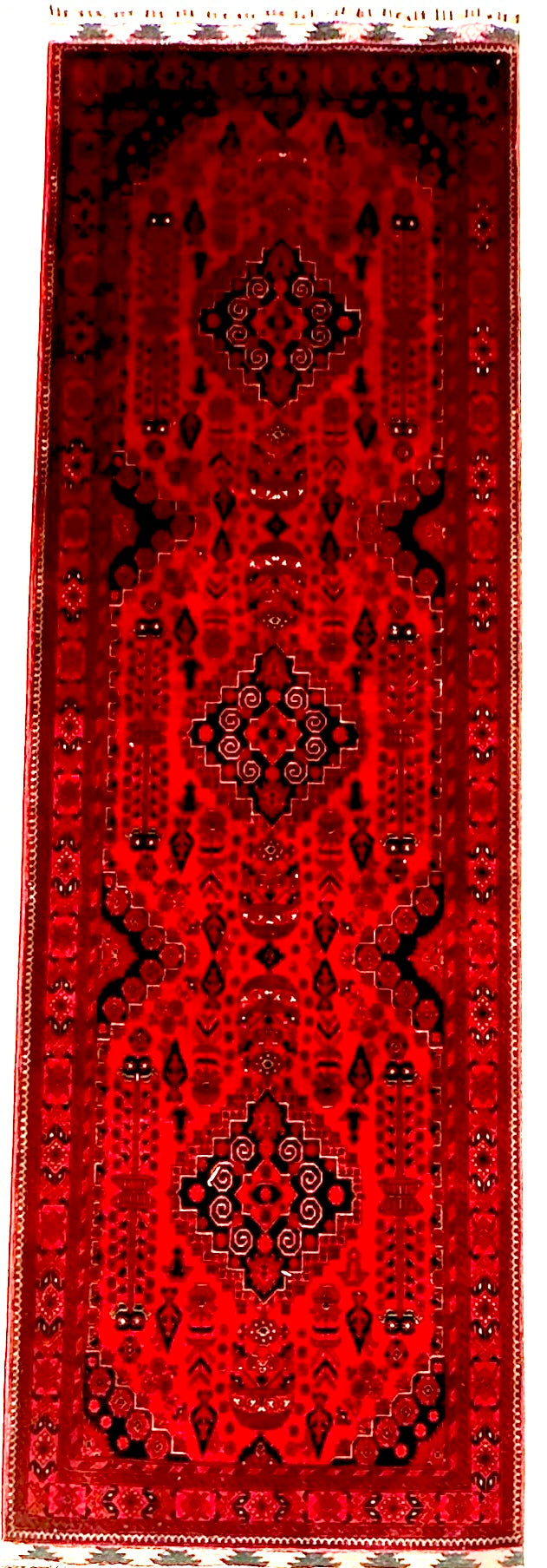 Red Afghan Handmade — 3.00 x 0.90