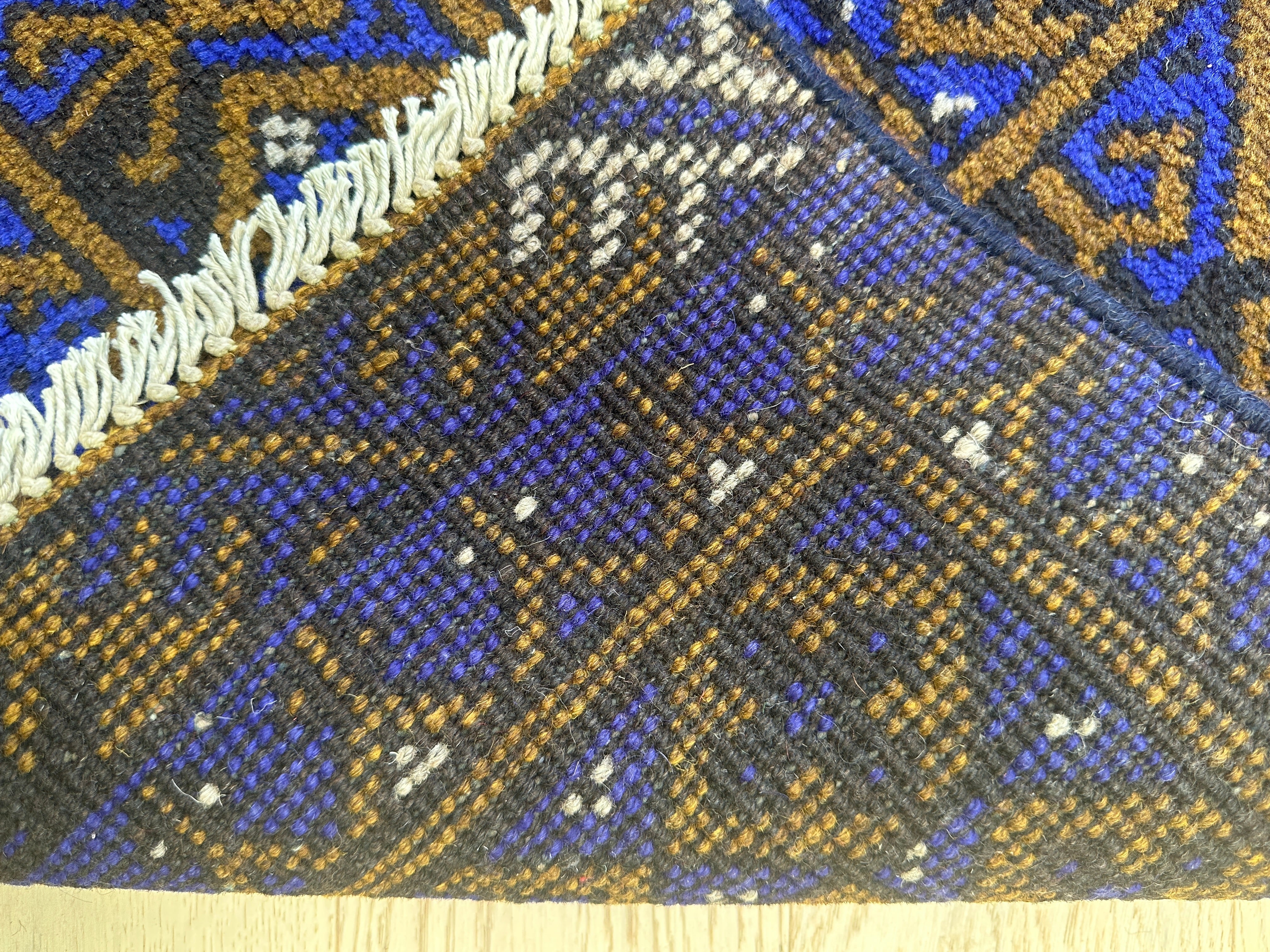 Blue Chobi Afghan Handmade — 1.95 x 1.55
