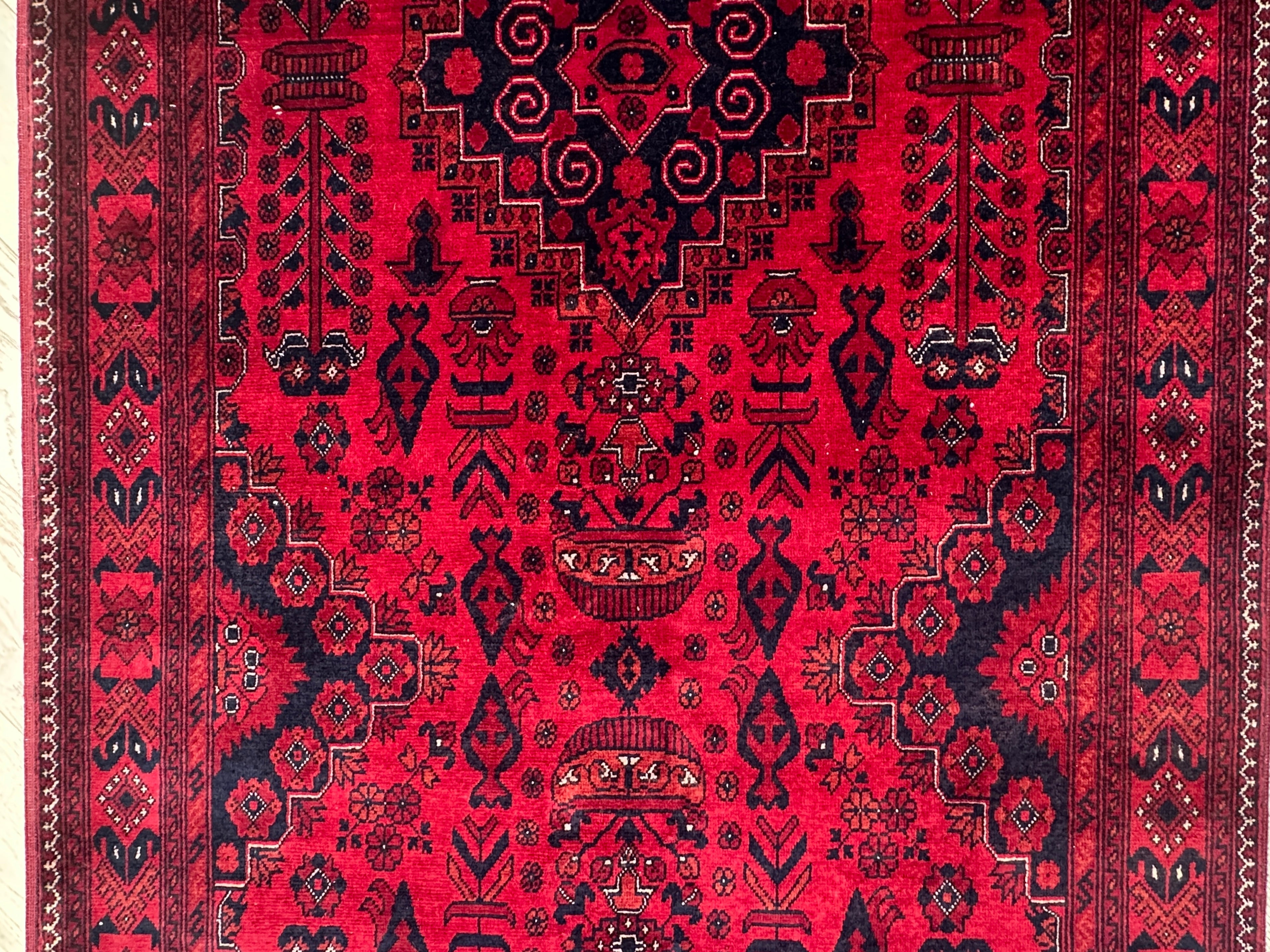 Red Afghan Handmade — 3.00 x 0.90