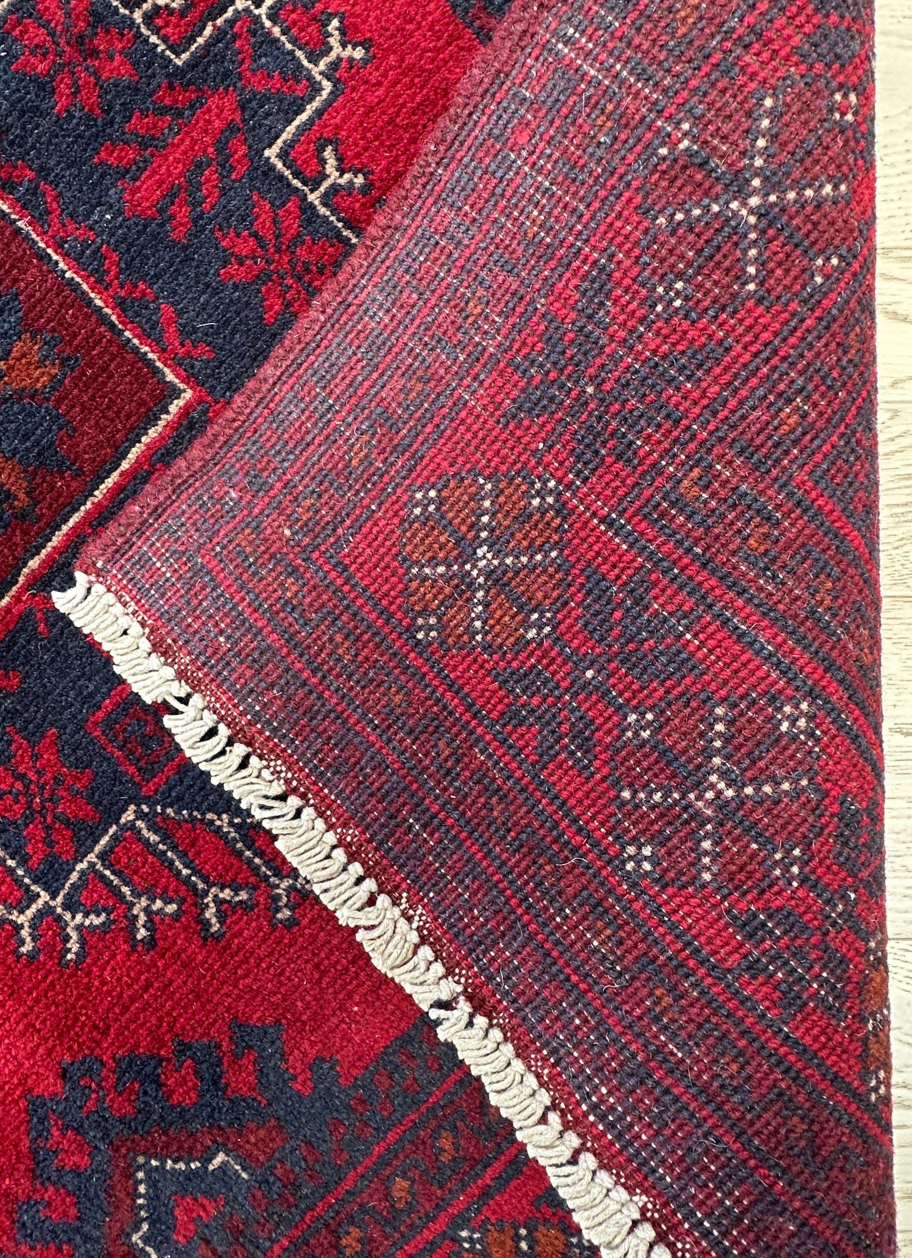 Red Afghan Handmade — 1.92 x 1.28
