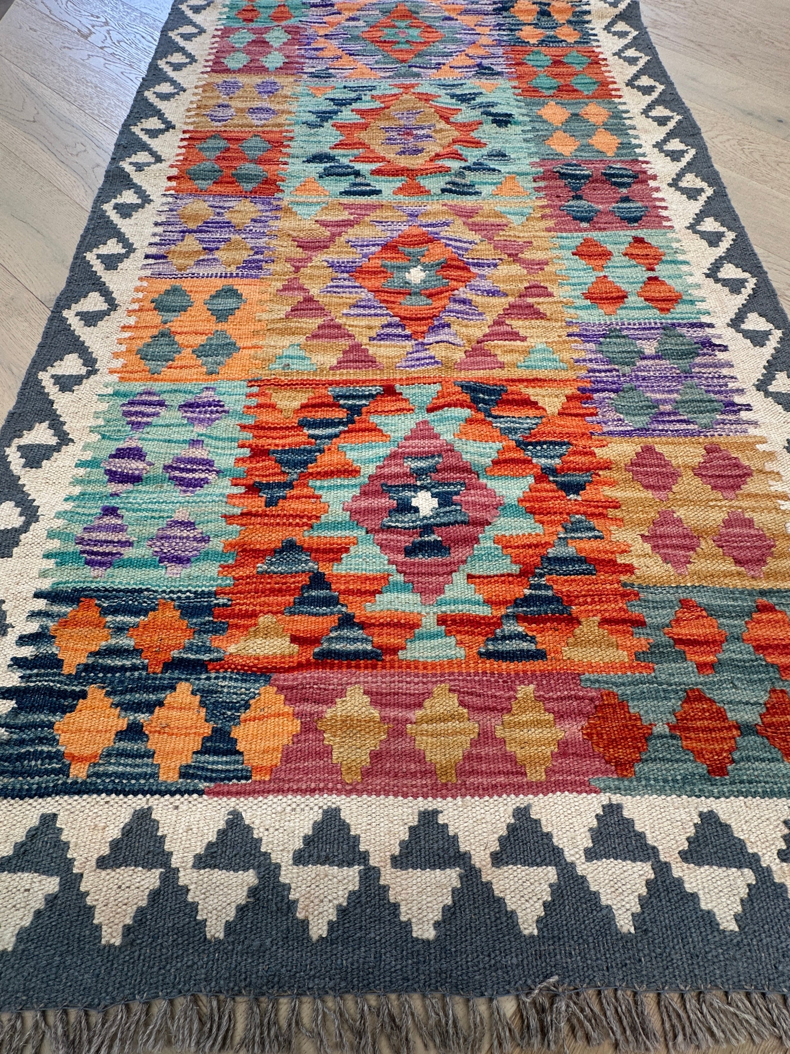Afghan Kilim — 3.89 x 0.80