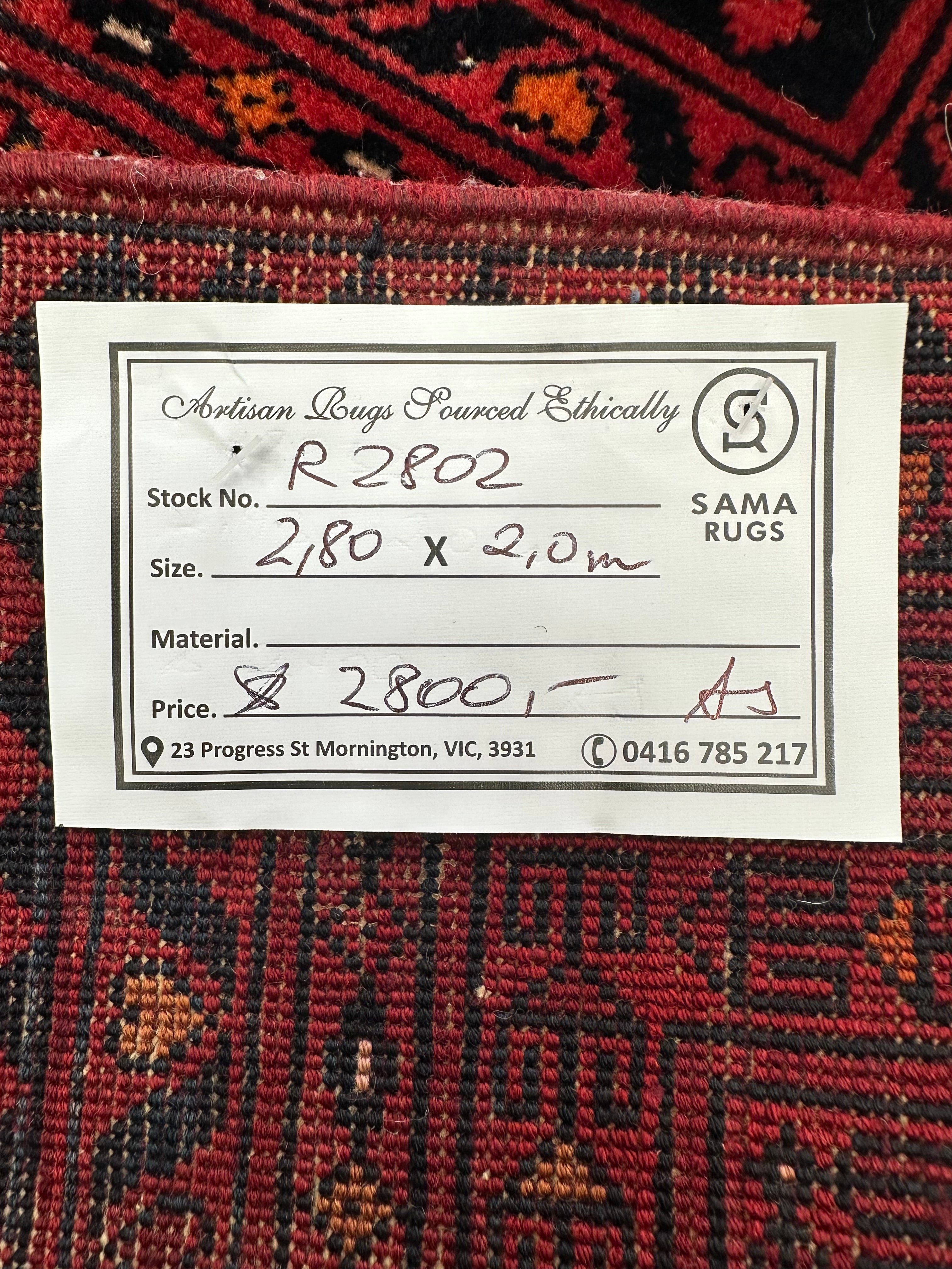Natural Afghan Handmade — 2.80 x 2.00
