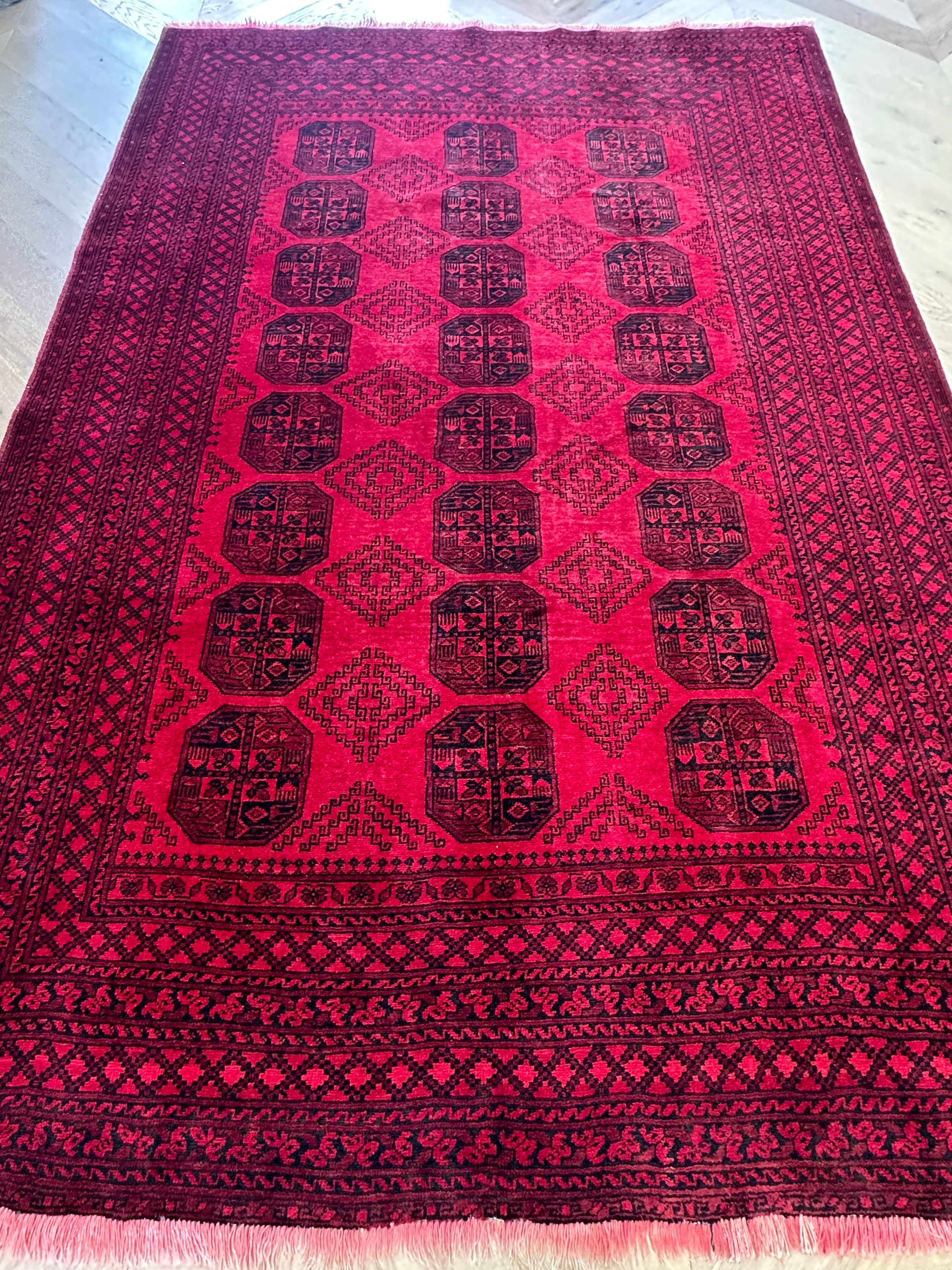 Red Afghan Handmade — 2.95 x 2.00