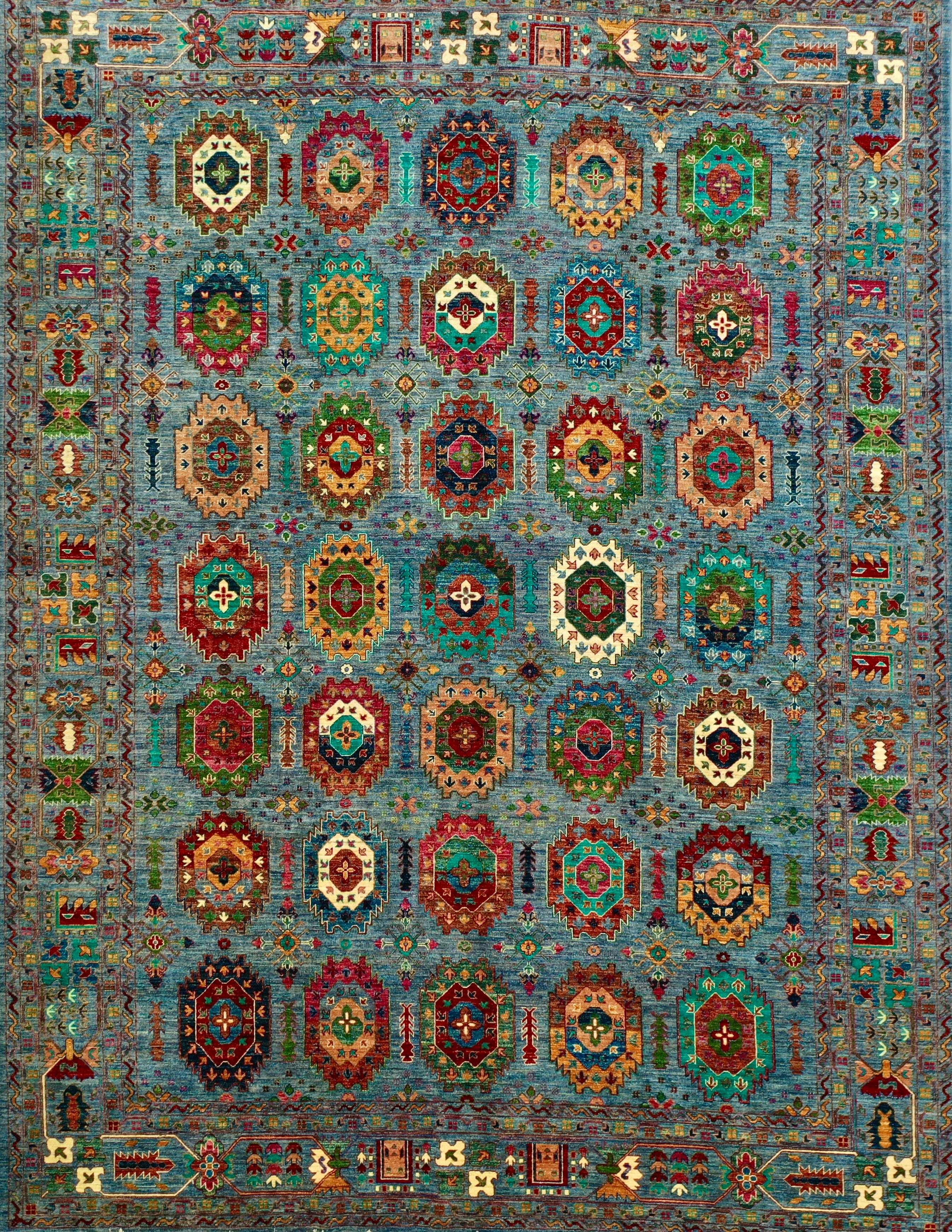 Blue Afghan Handmade — 3.10 x 4.04