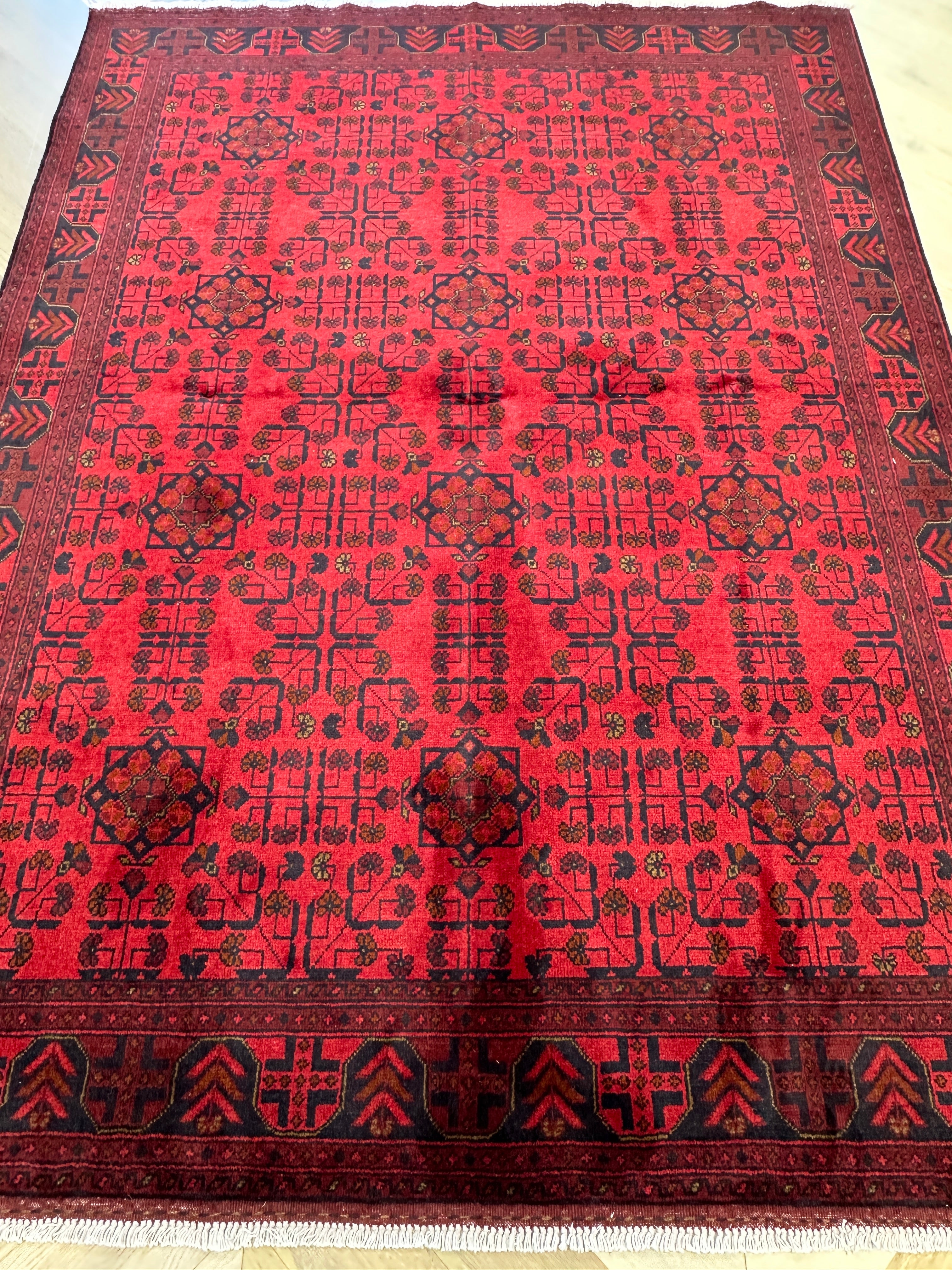 Red Afghan Handmade — 2.28 x 1.69
