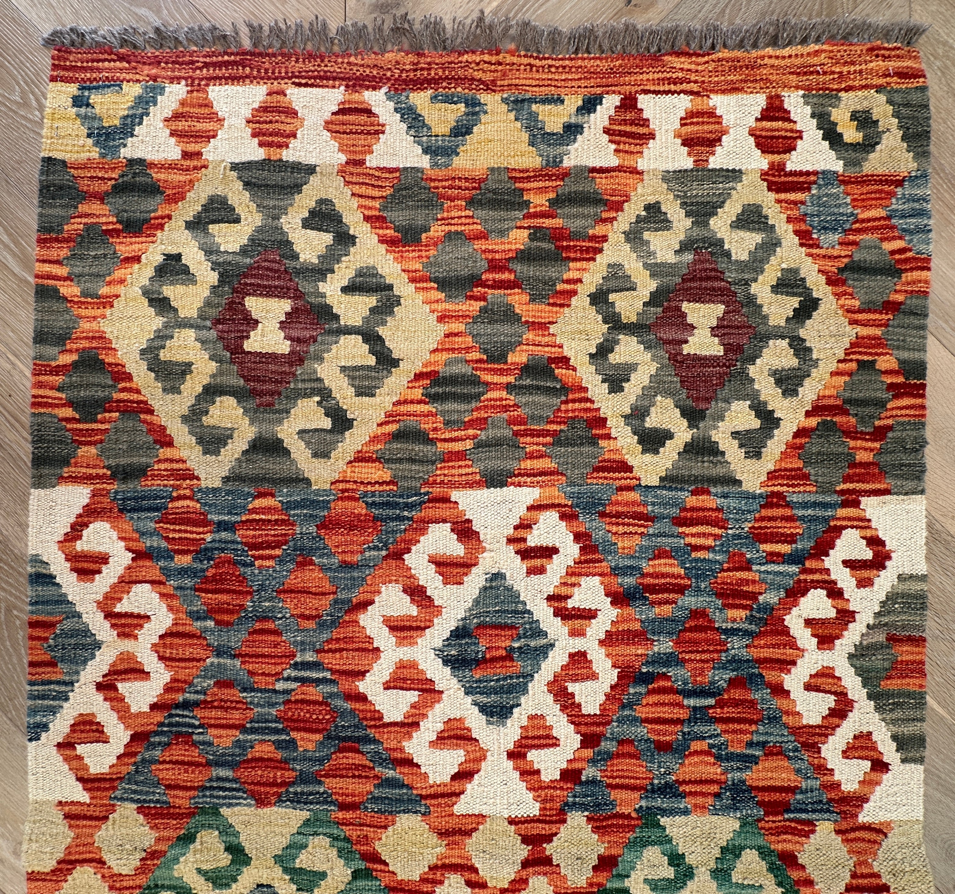 Afghan Kilim — 3.84 x 0.86