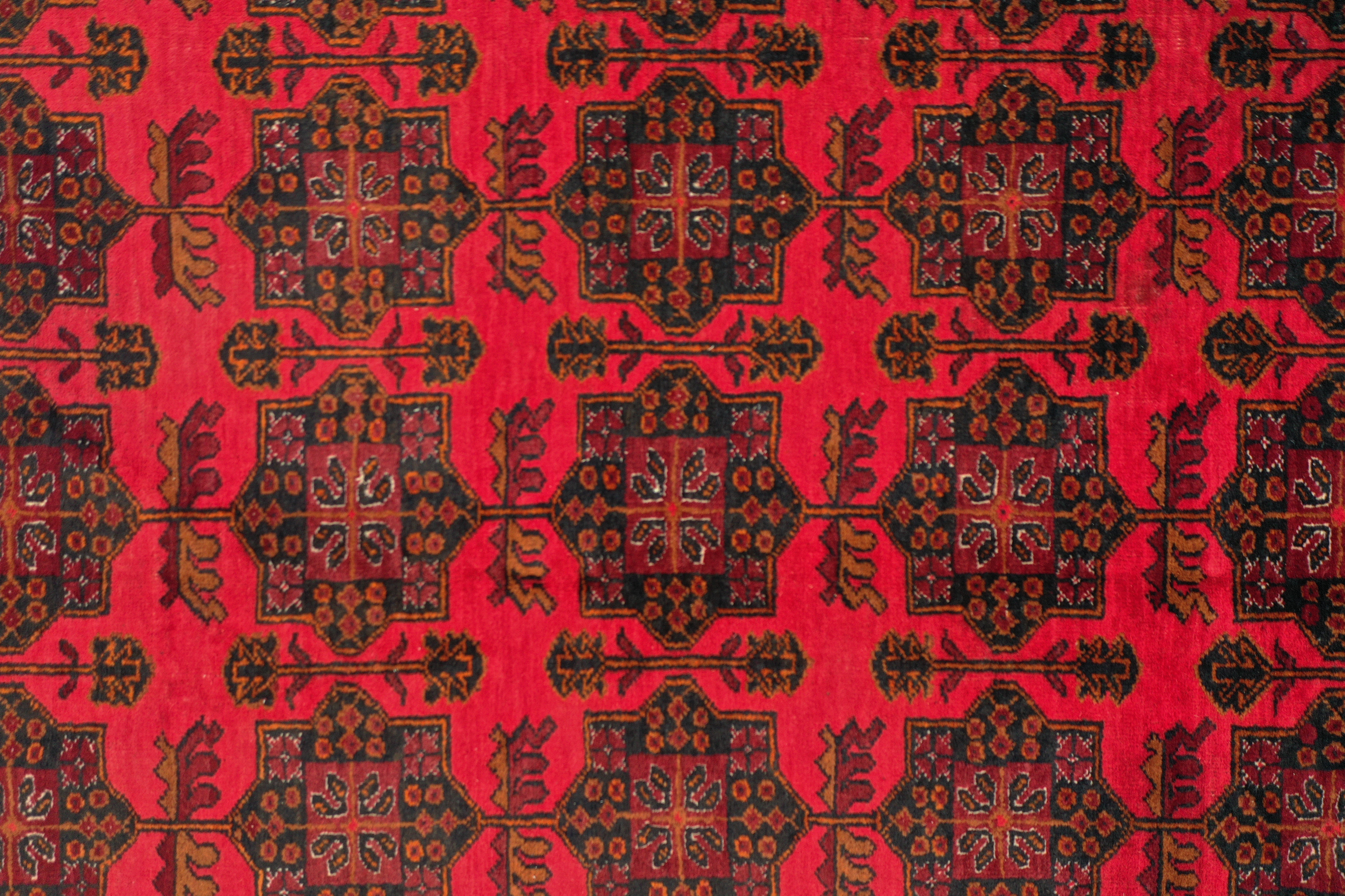 Red Afghan Handmade — 3.40 x 2.56