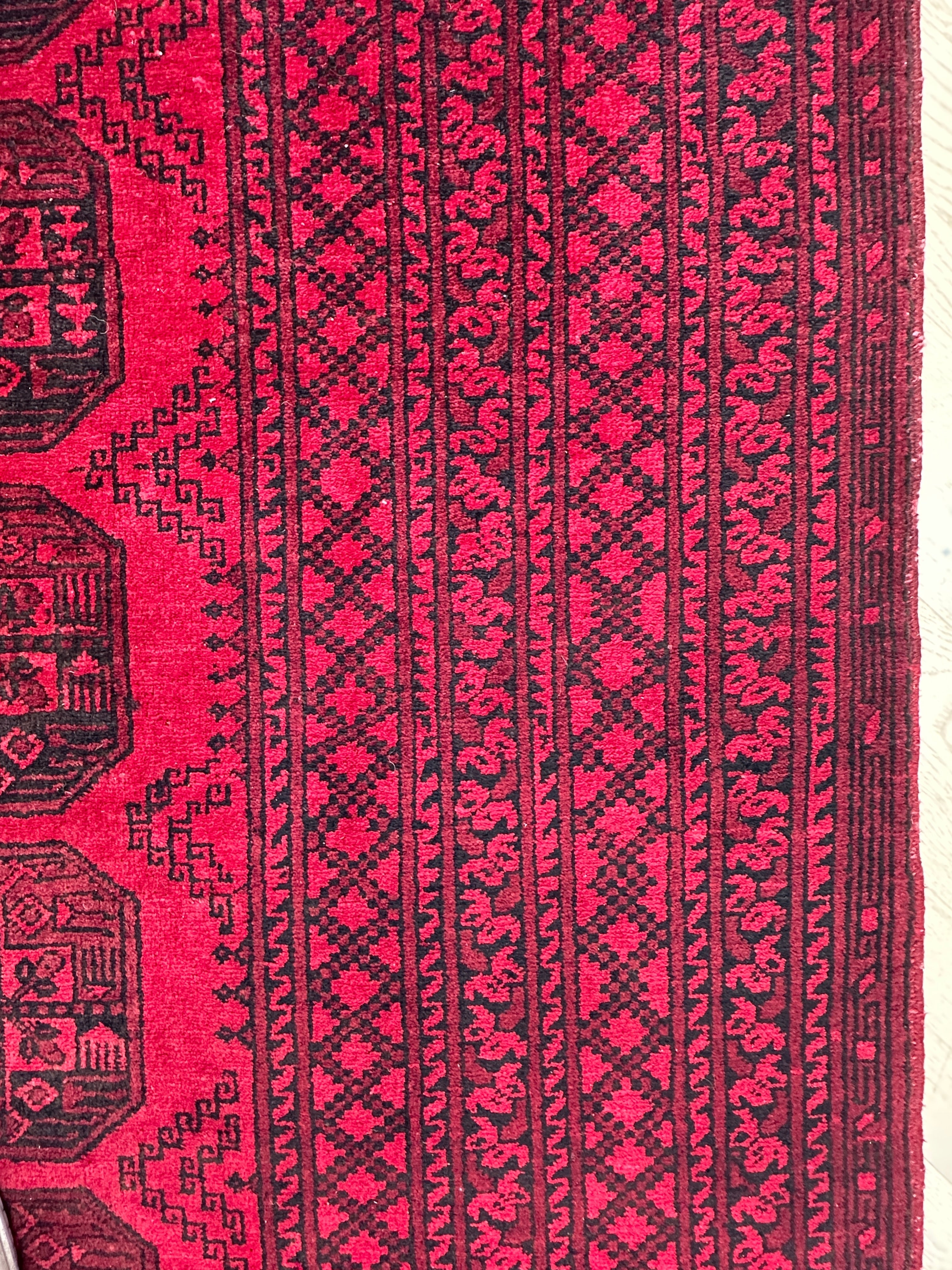 Red Afghan Handmade — 2.95 x 2.00