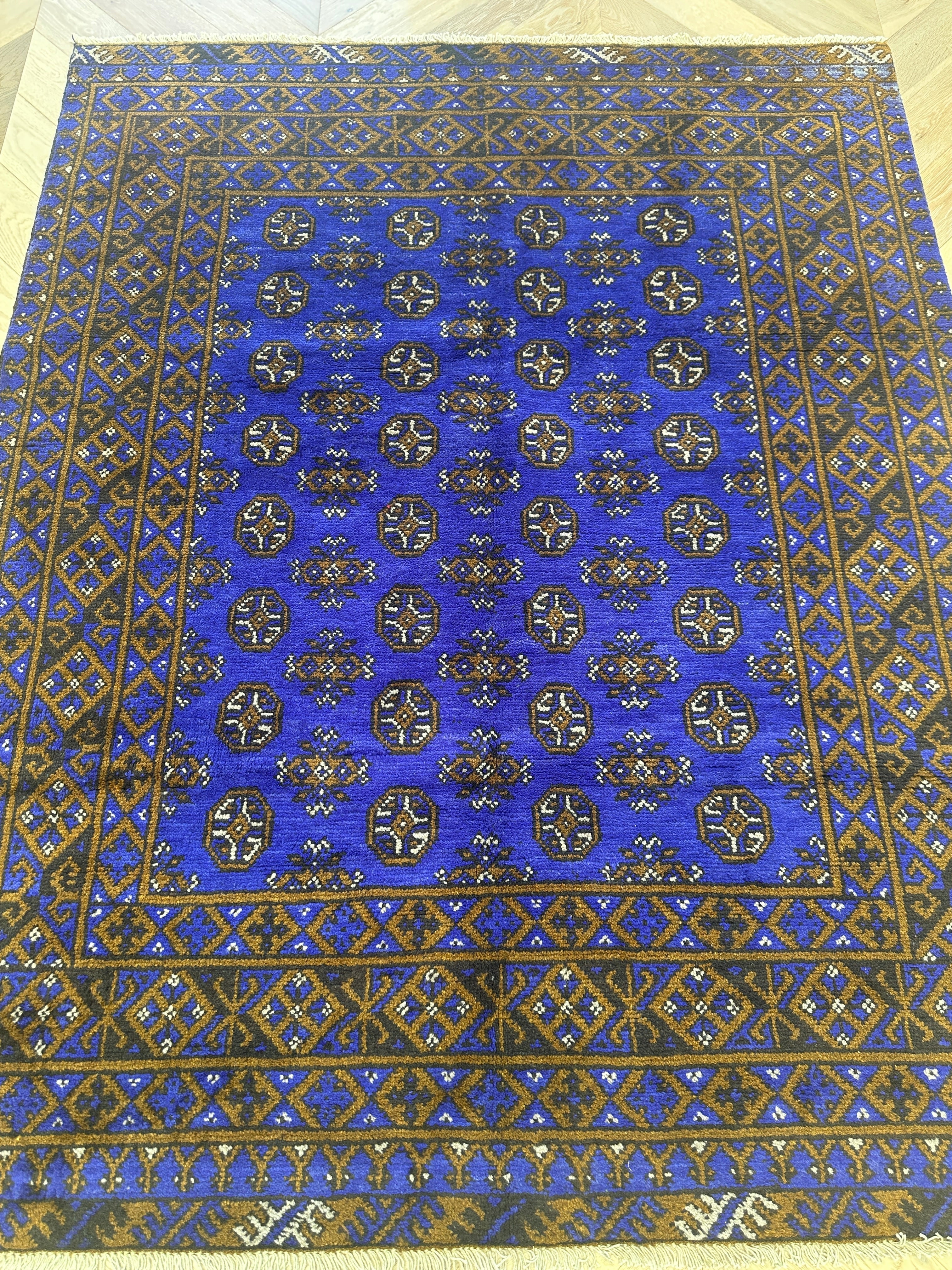 Blue Chobi Afghan Handmade — 1.95 x 1.55