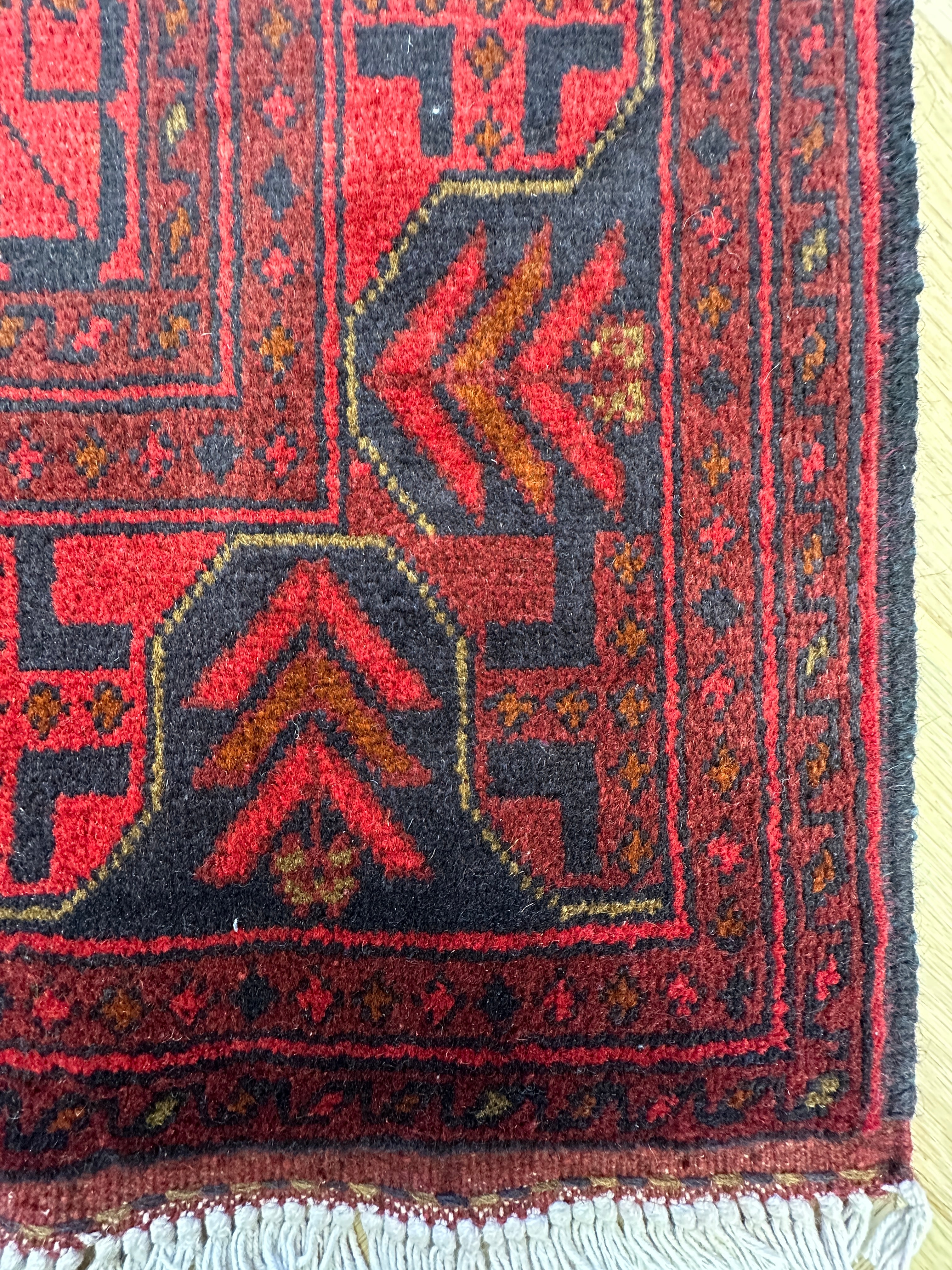 Red Afghan Handmade — 2.28 x 1.69