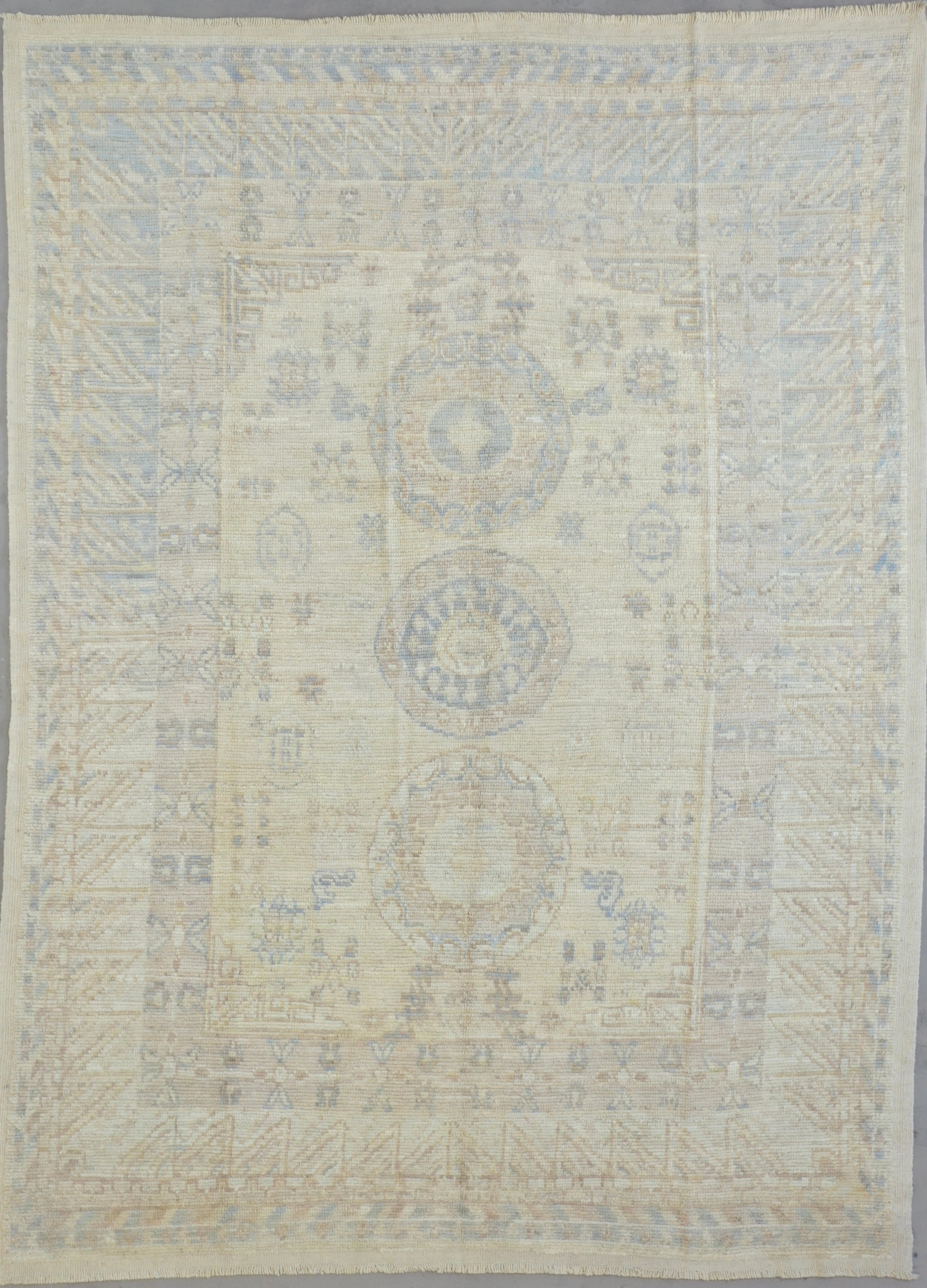 Beige Afghan Handmade — 3.88 x 2.84