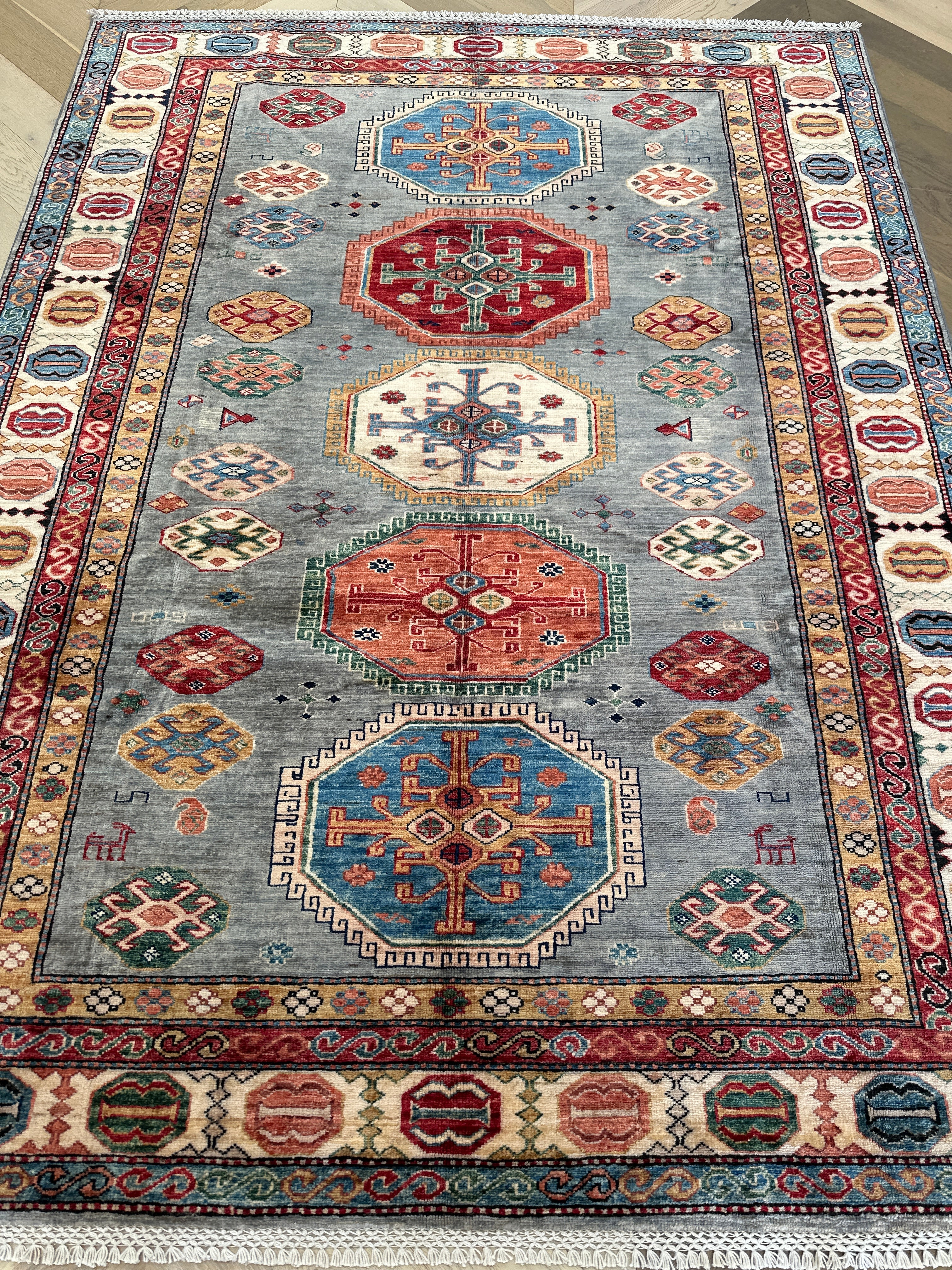 Afghan handmade rug,Chobi. Size: 233x176 cm