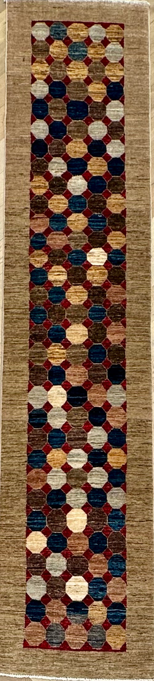 Handmade Gaba rug-runner — 3.40 x 0.69