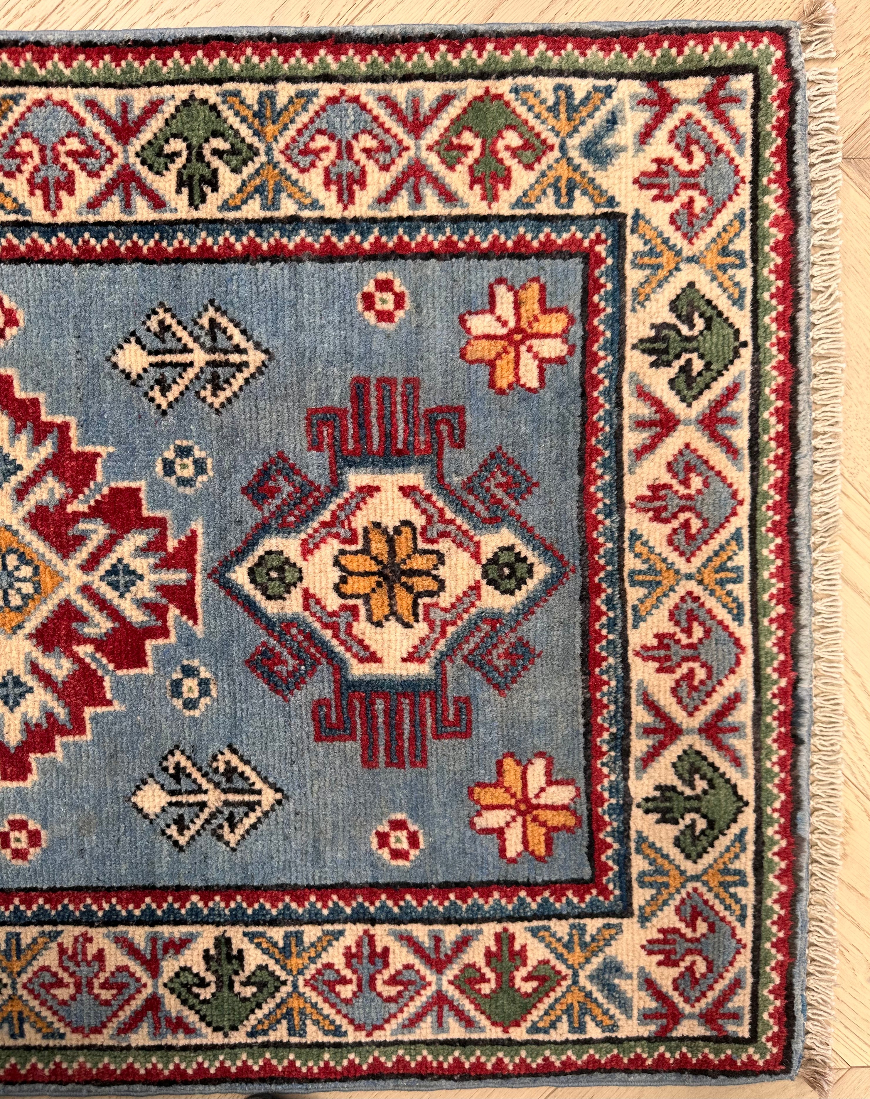 Grey Kazak handmade runner — 1.80 x 0.61