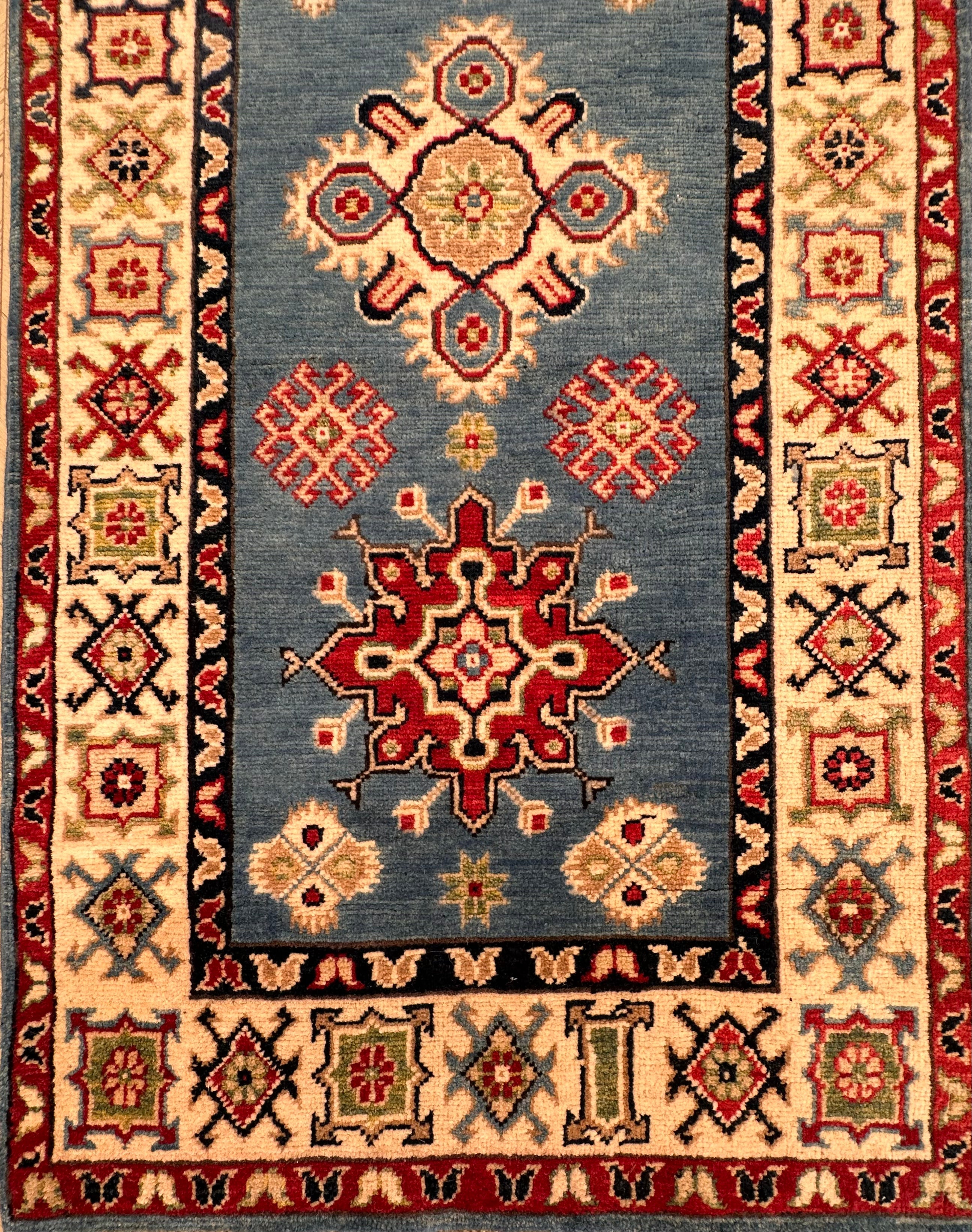 Beige Kazak handmade runner — 2.82 x 0.79