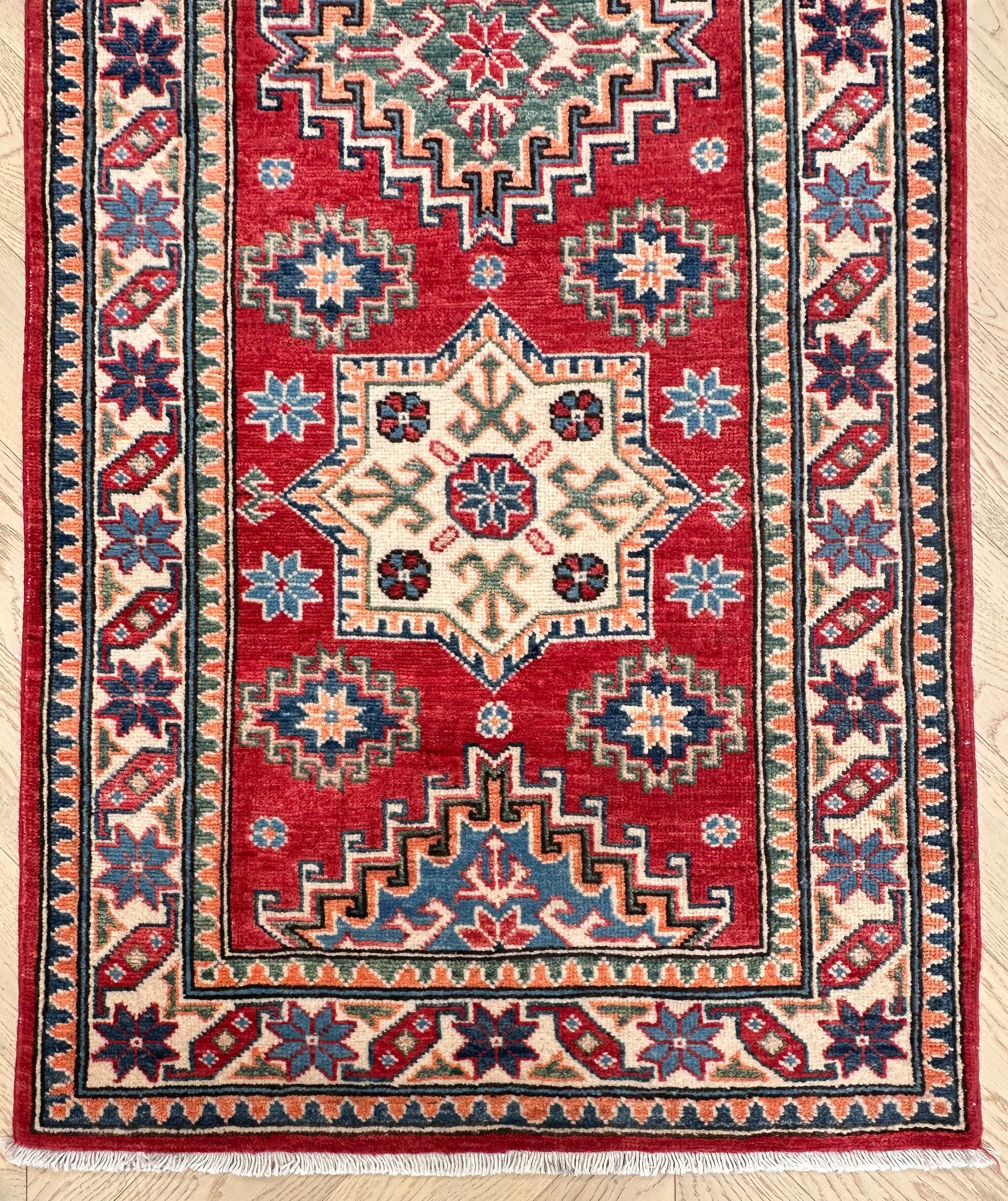 Red Kazak handmade runner — 1.89 x 0.80