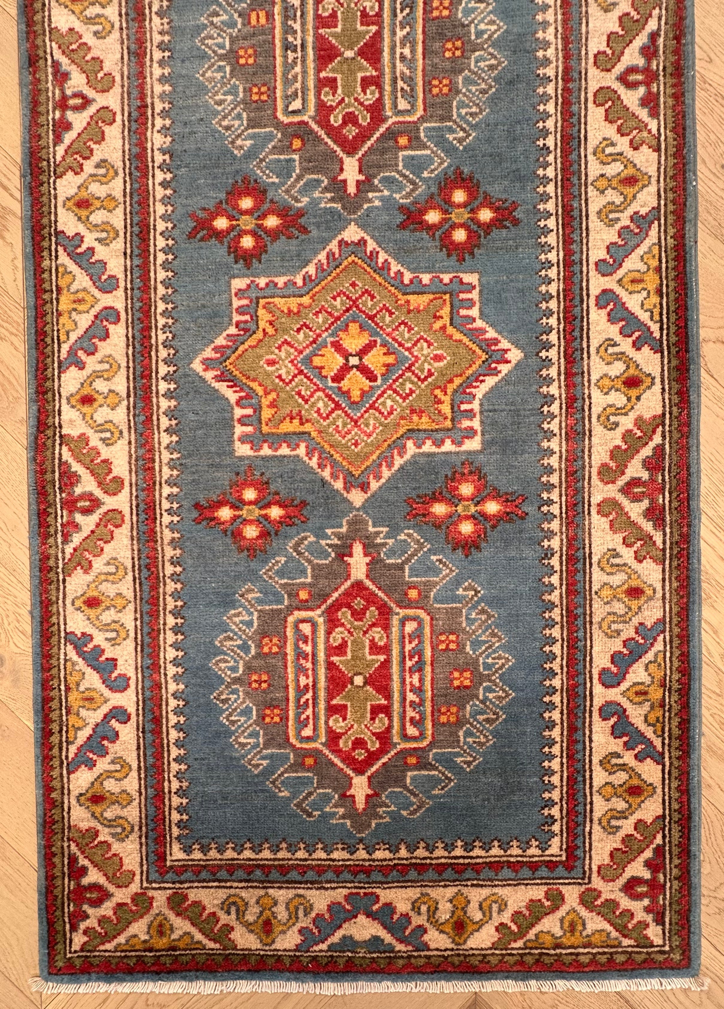 Beige Kazak handmade runner — 0.00 x 0.82