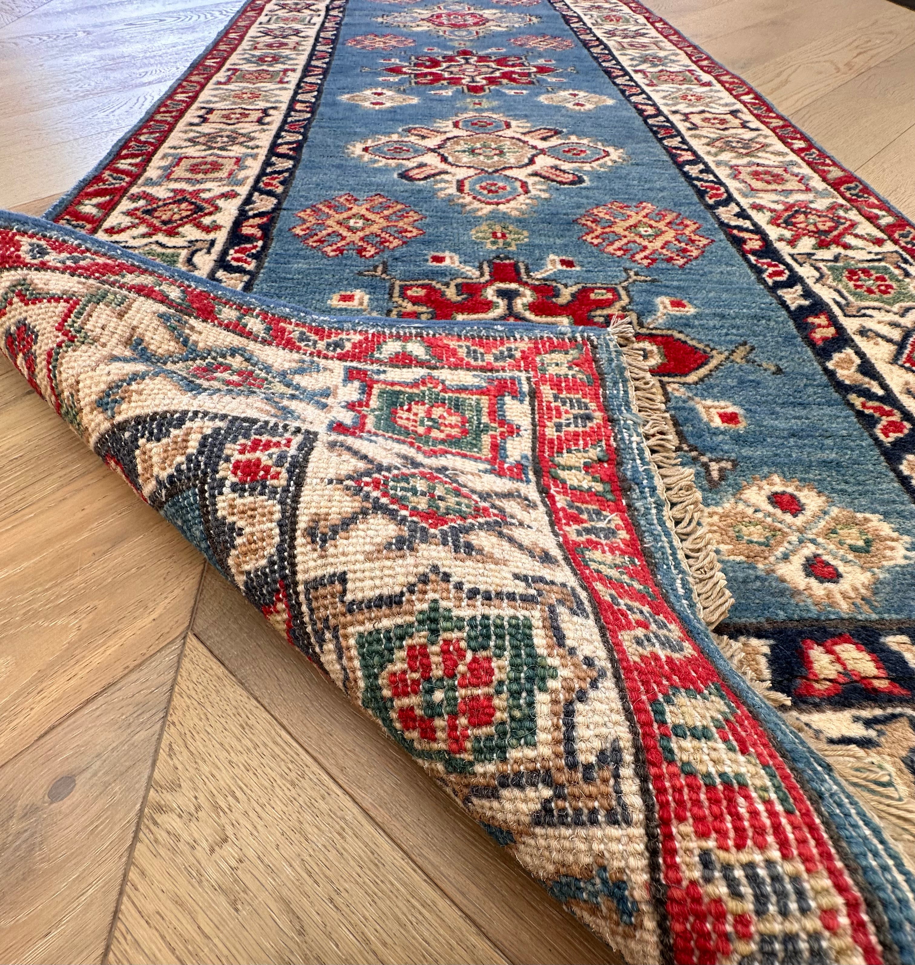Beige Kazak handmade runner — 2.82 x 0.79