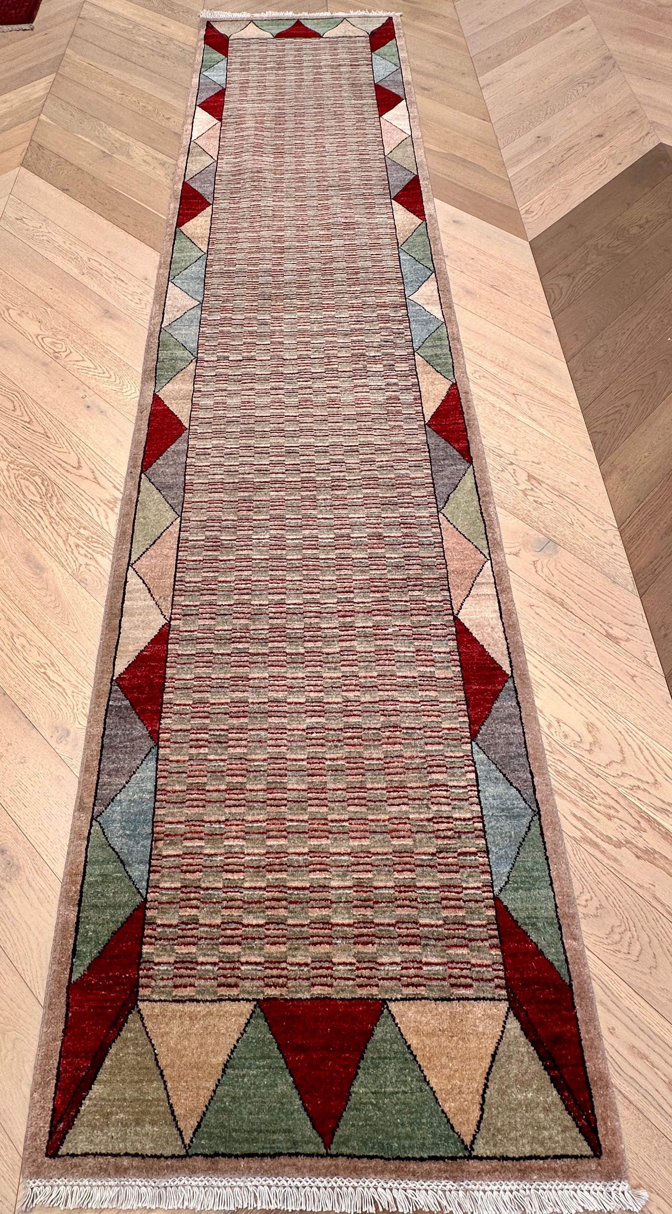 Handmade Gaba rug-runner — 3.80 x 0.85