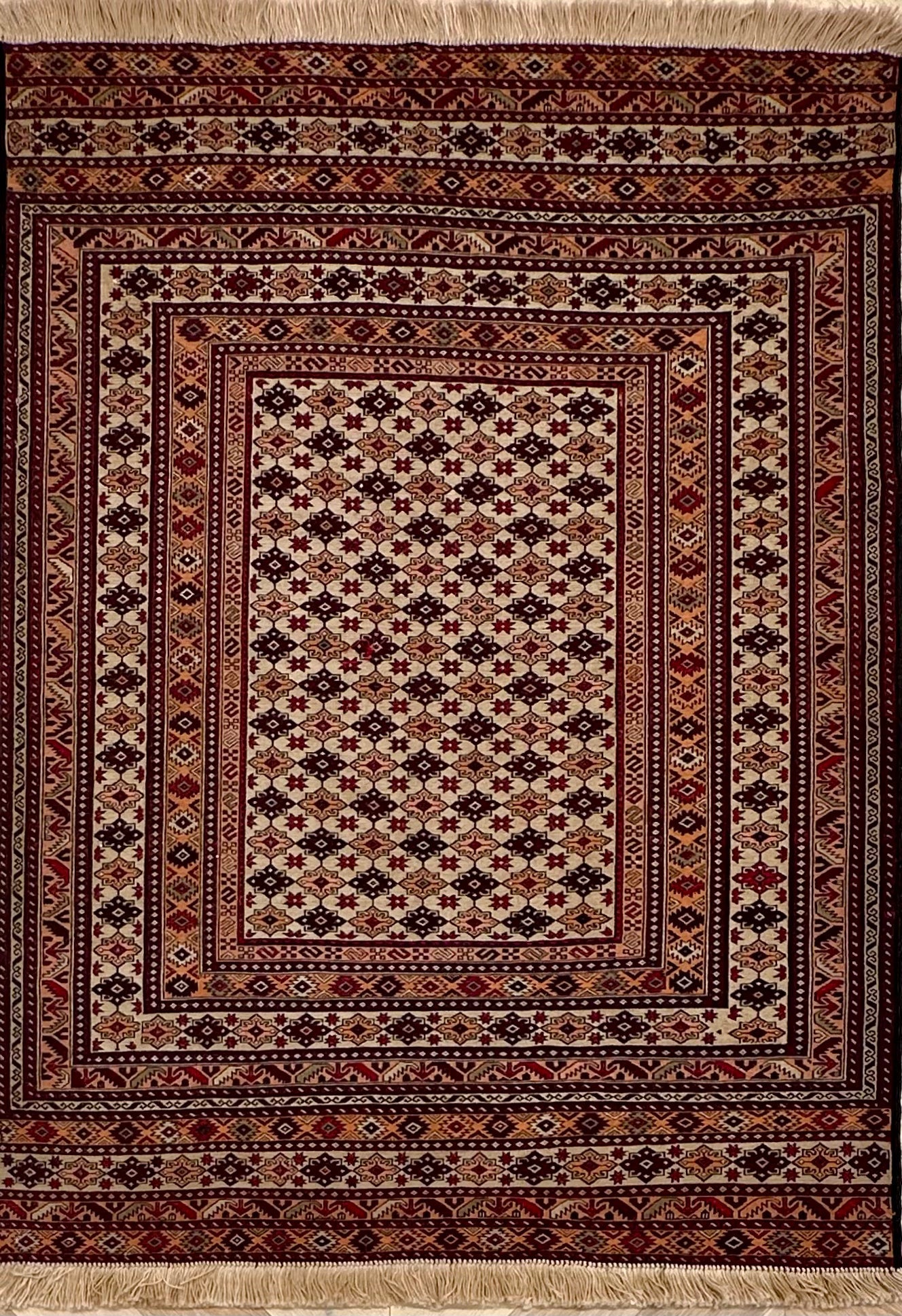 Yellow Handmade Herati Sumak Rug | — 1.88 x 1.29