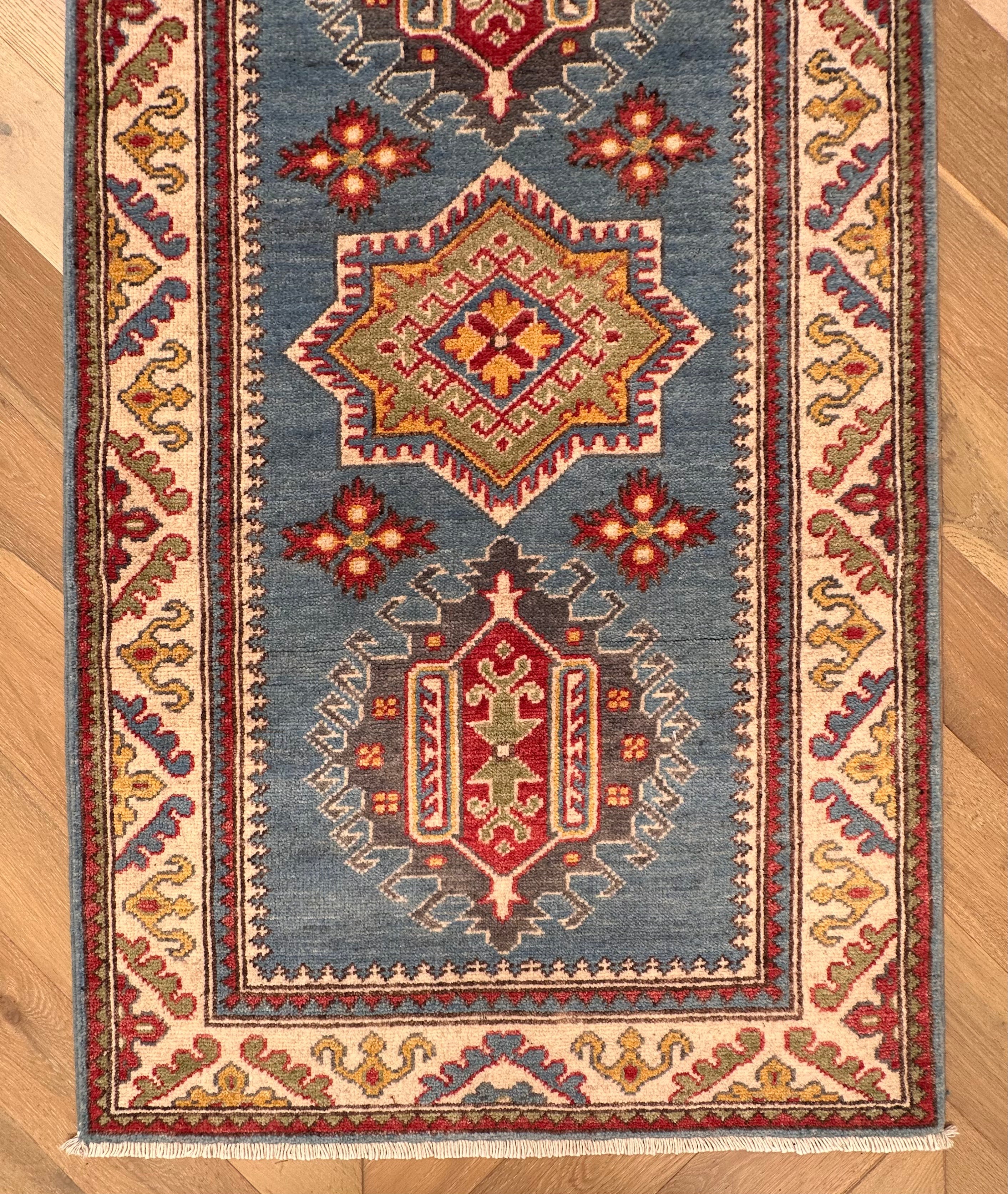 Beige Kazak handmade runner — 0.00 x 0.82