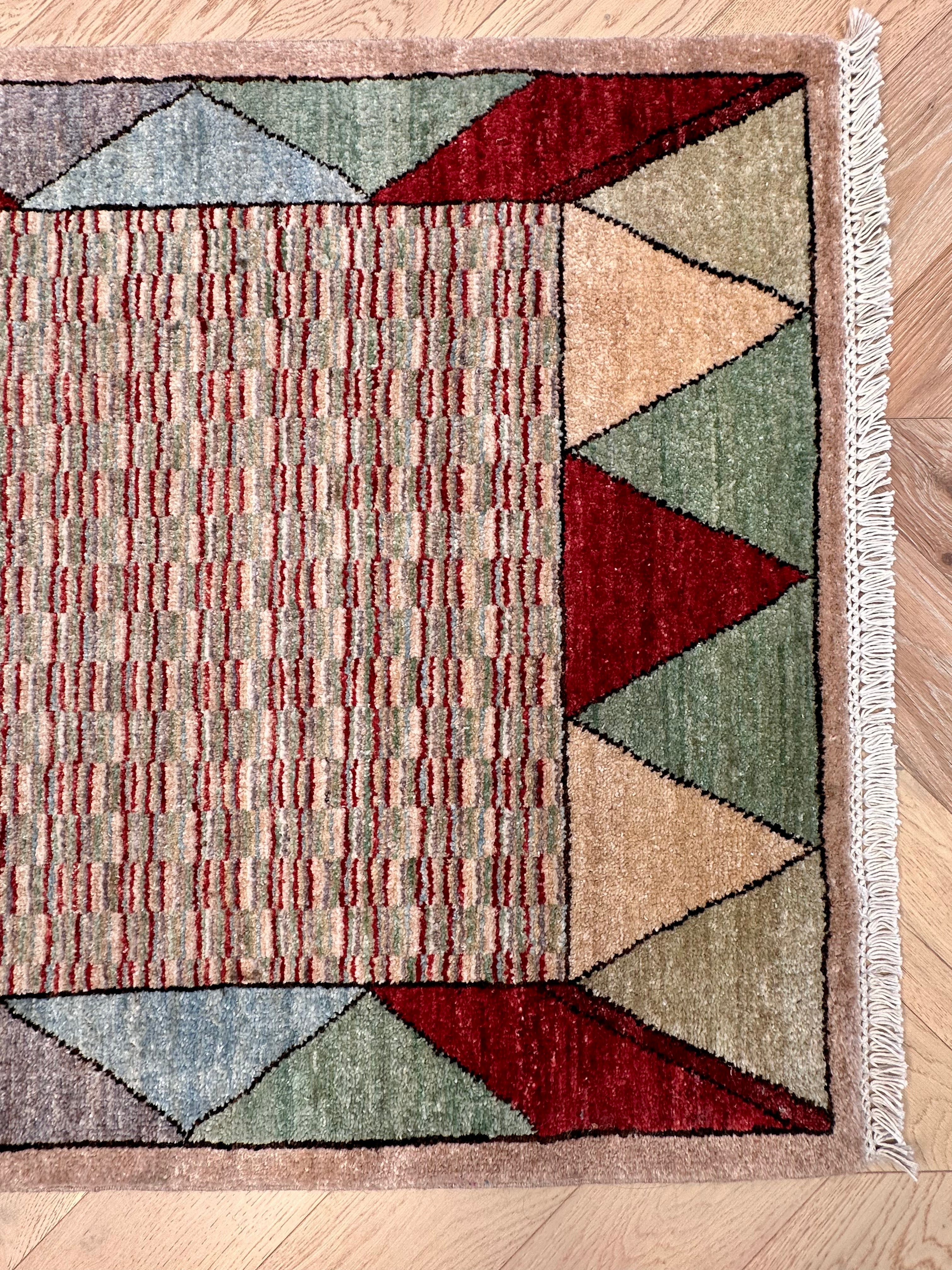 Handmade Gaba rug-runner — 3.80 x 0.85