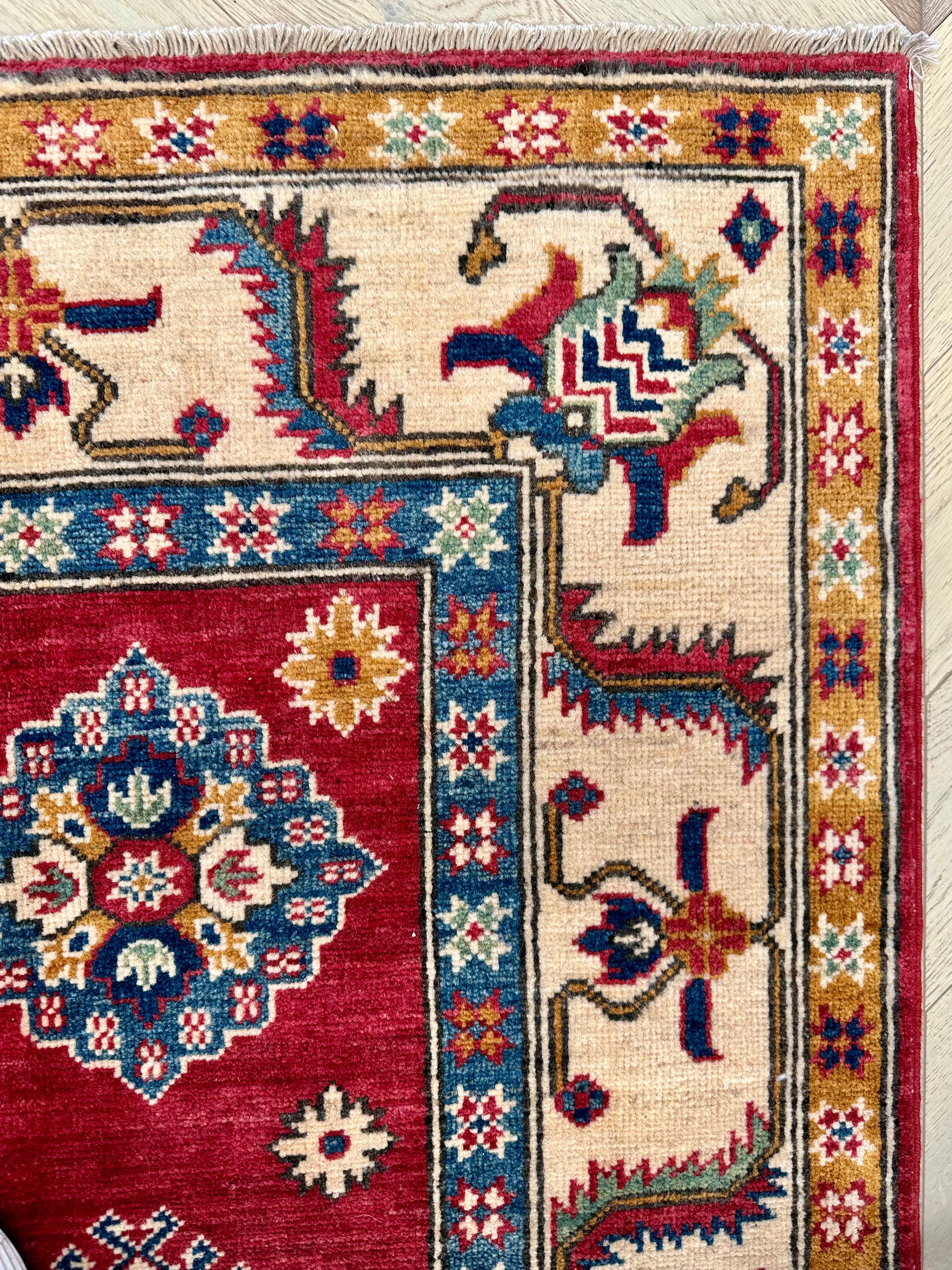 Red Afghan Handmade — 2.10 x 1.53