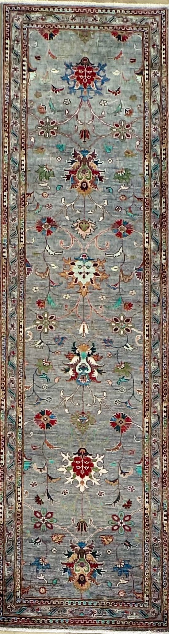 Grey Chobi Afghan Handmade — 3.06 x 0.82