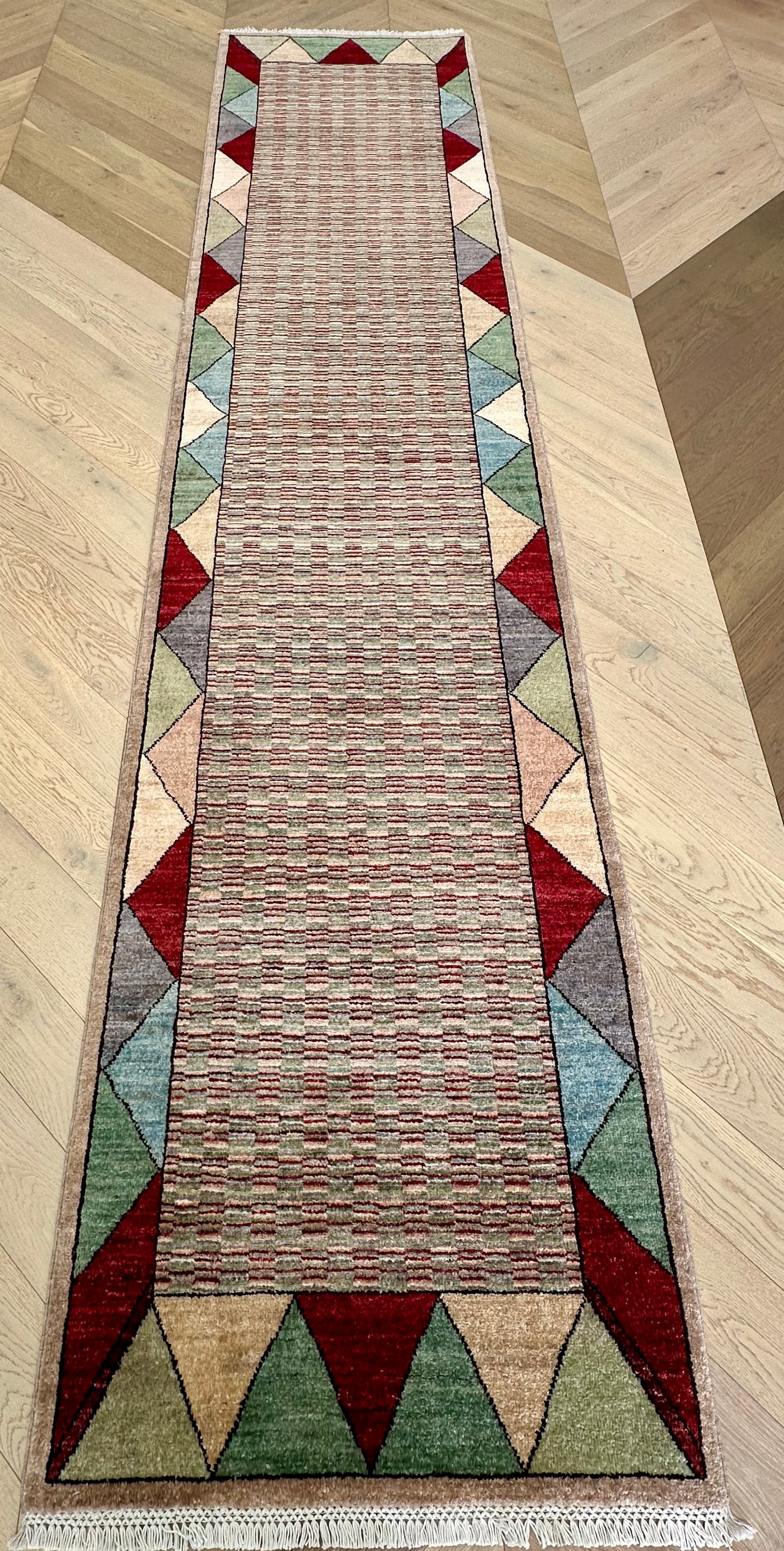 Handmade Gaba rug-runner — 3.80 x 0.83